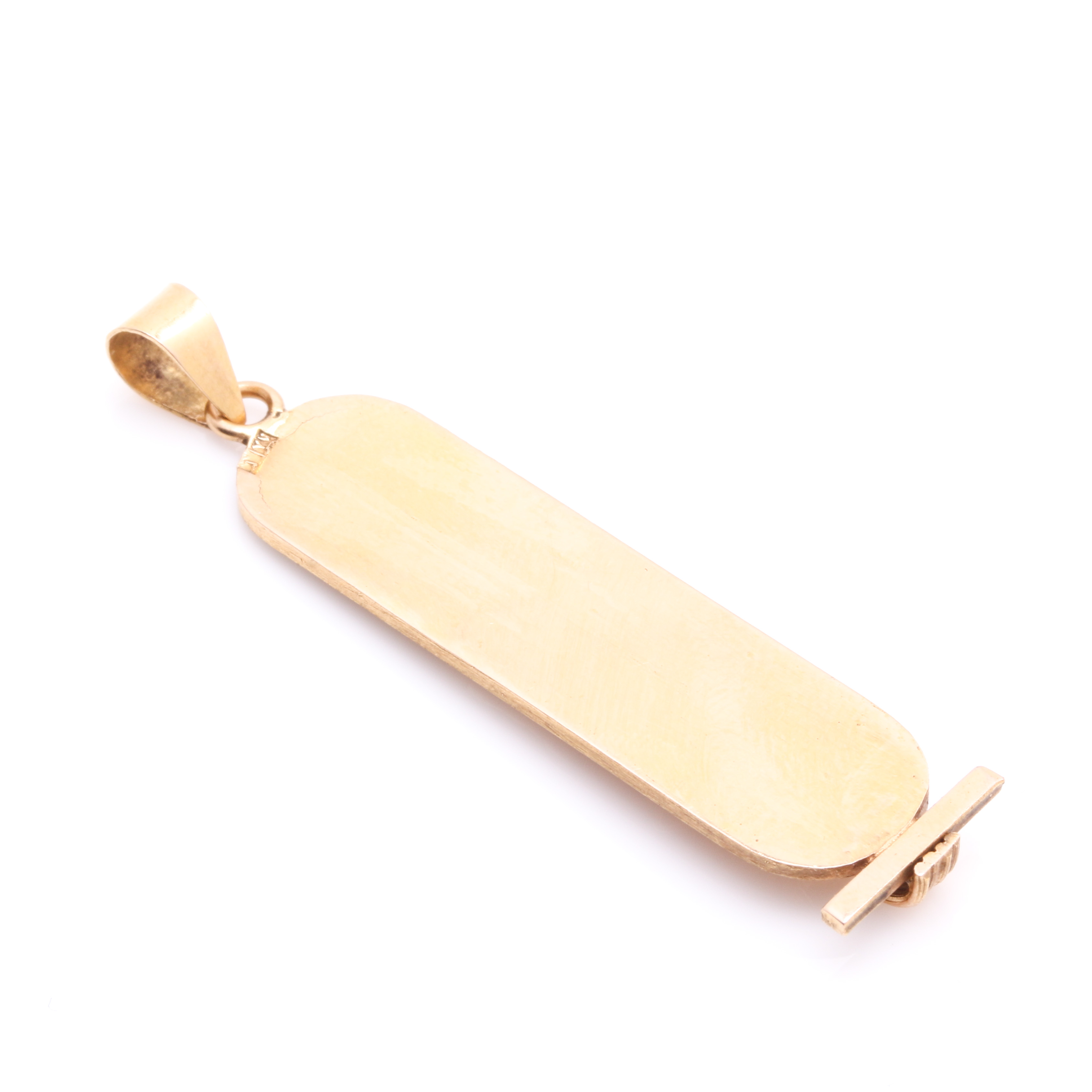 Vintage 18K Two-Tone Gold Egyptian Hieroglyphic Cartouche Pendant