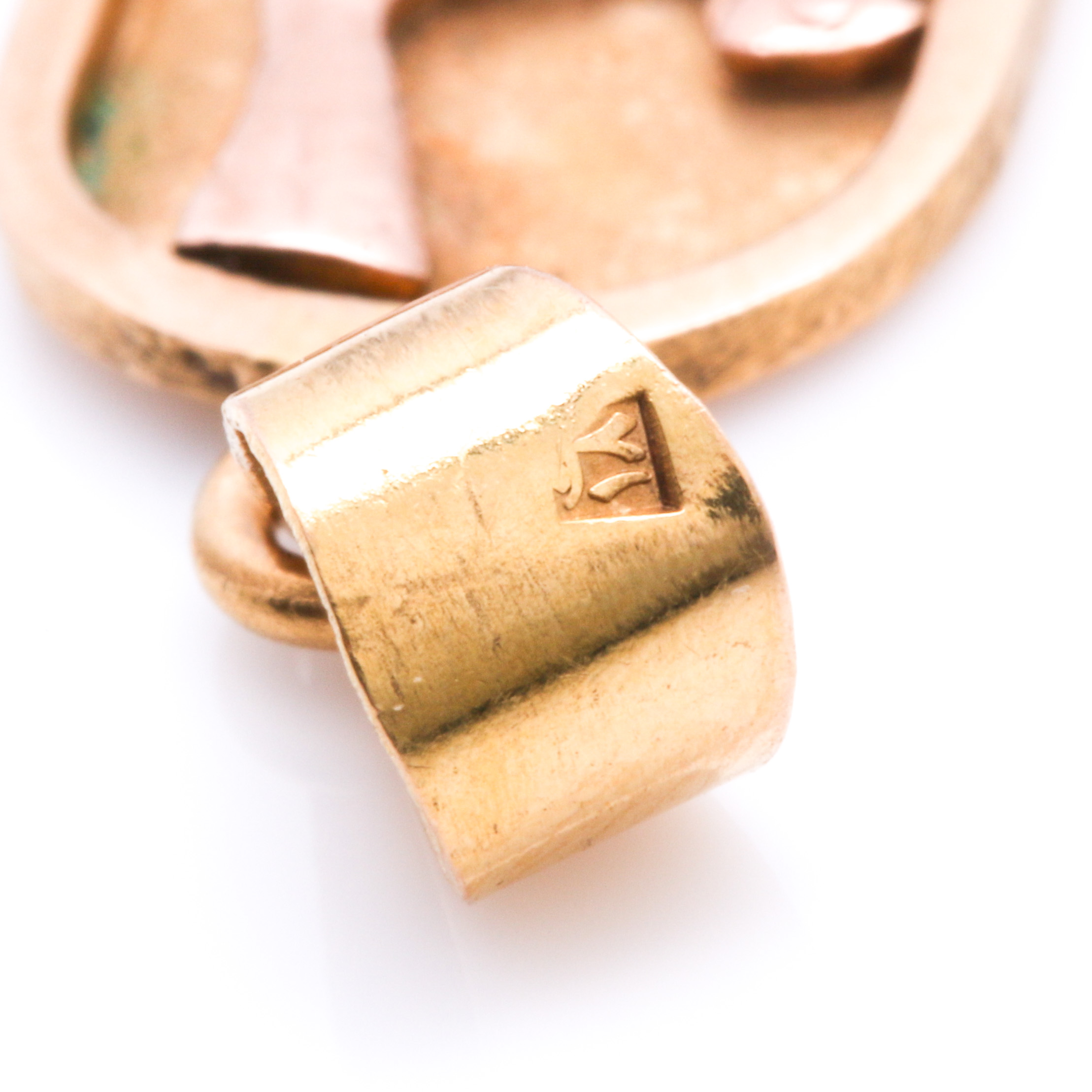 Vintage 18K Two-Tone Gold Egyptian Hieroglyphic Cartouche Pendant