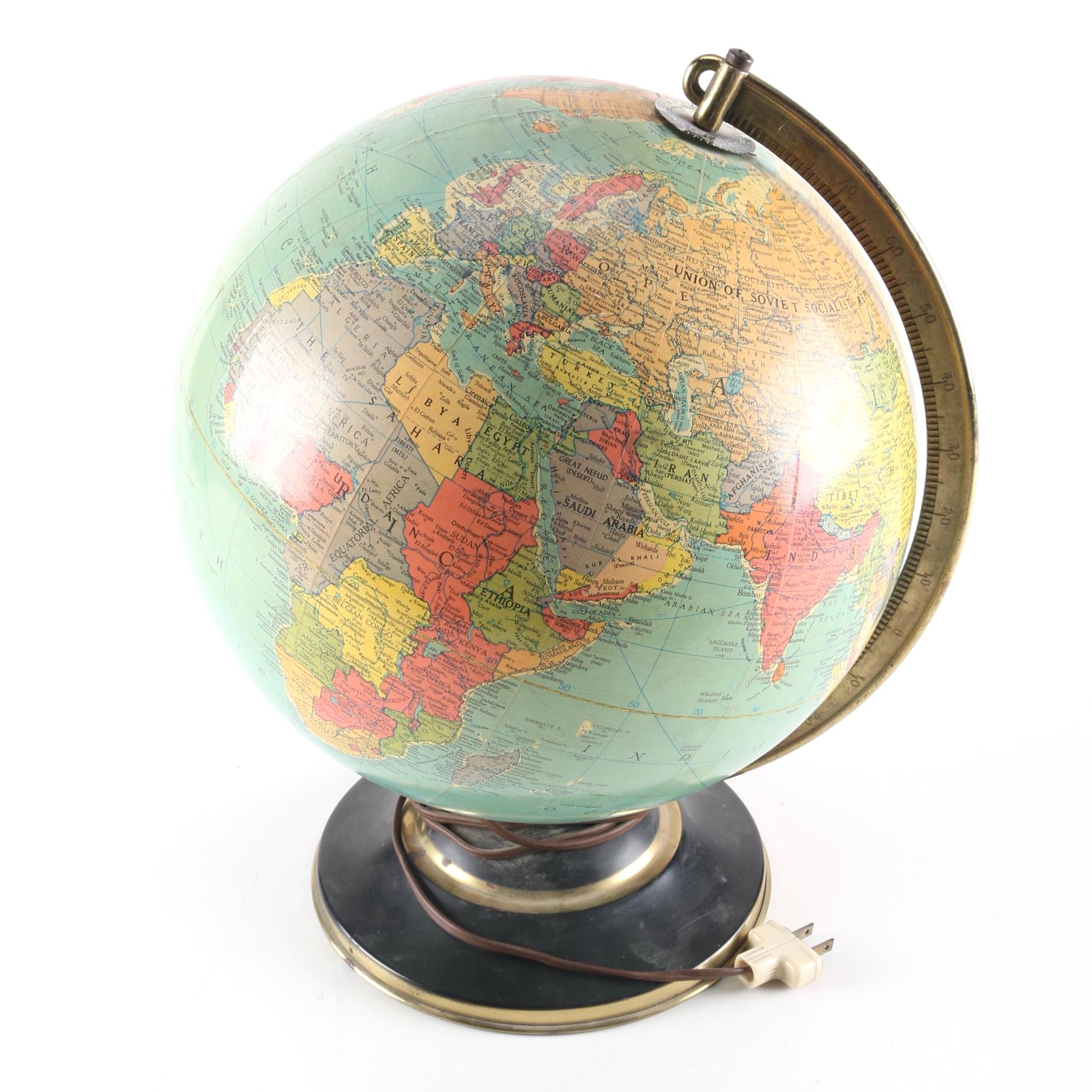 Vintage Replogle Library Globe With Light