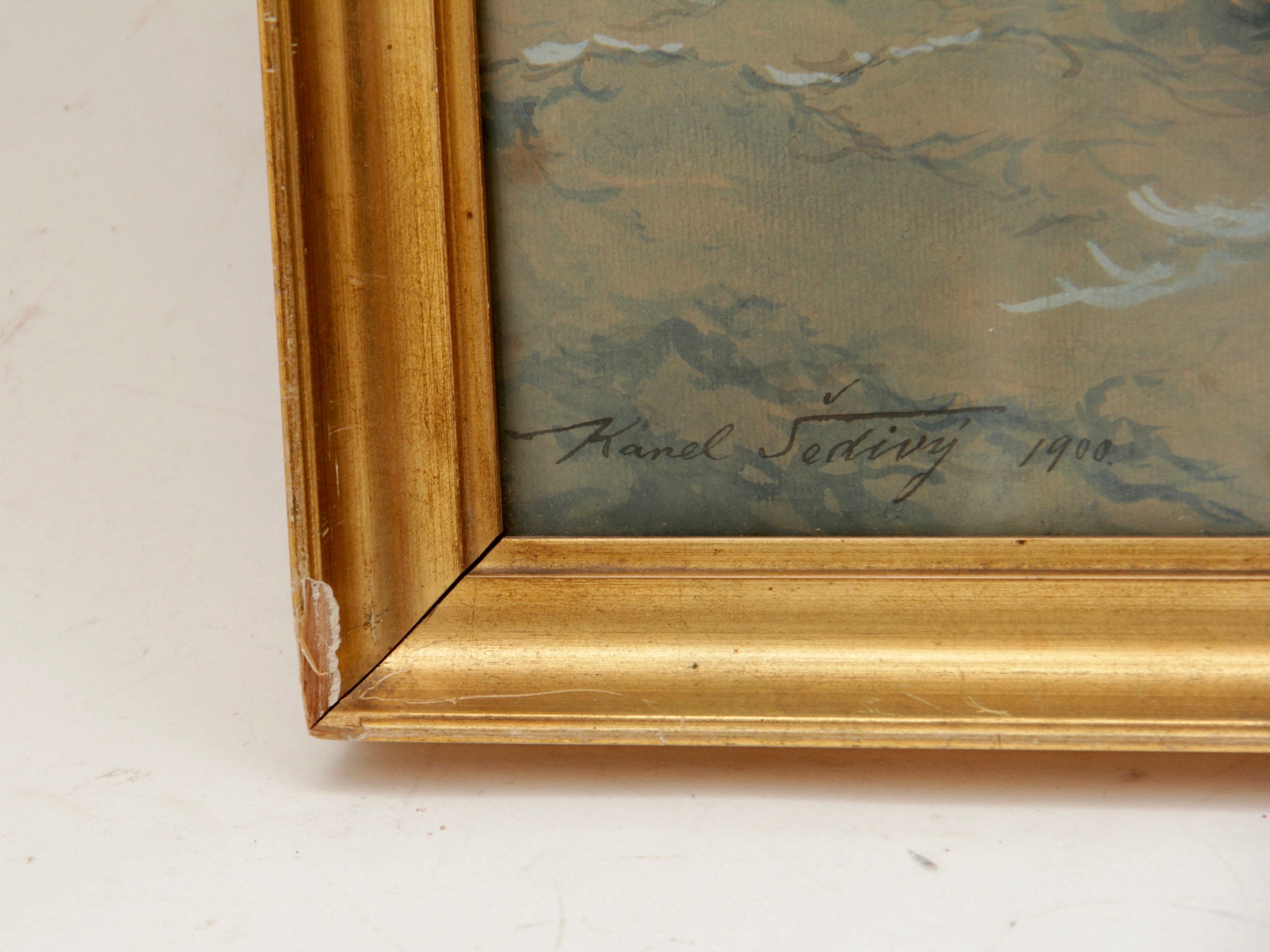 Watercolor Painting of Danish Steamers at Sea by Karel Sedivy