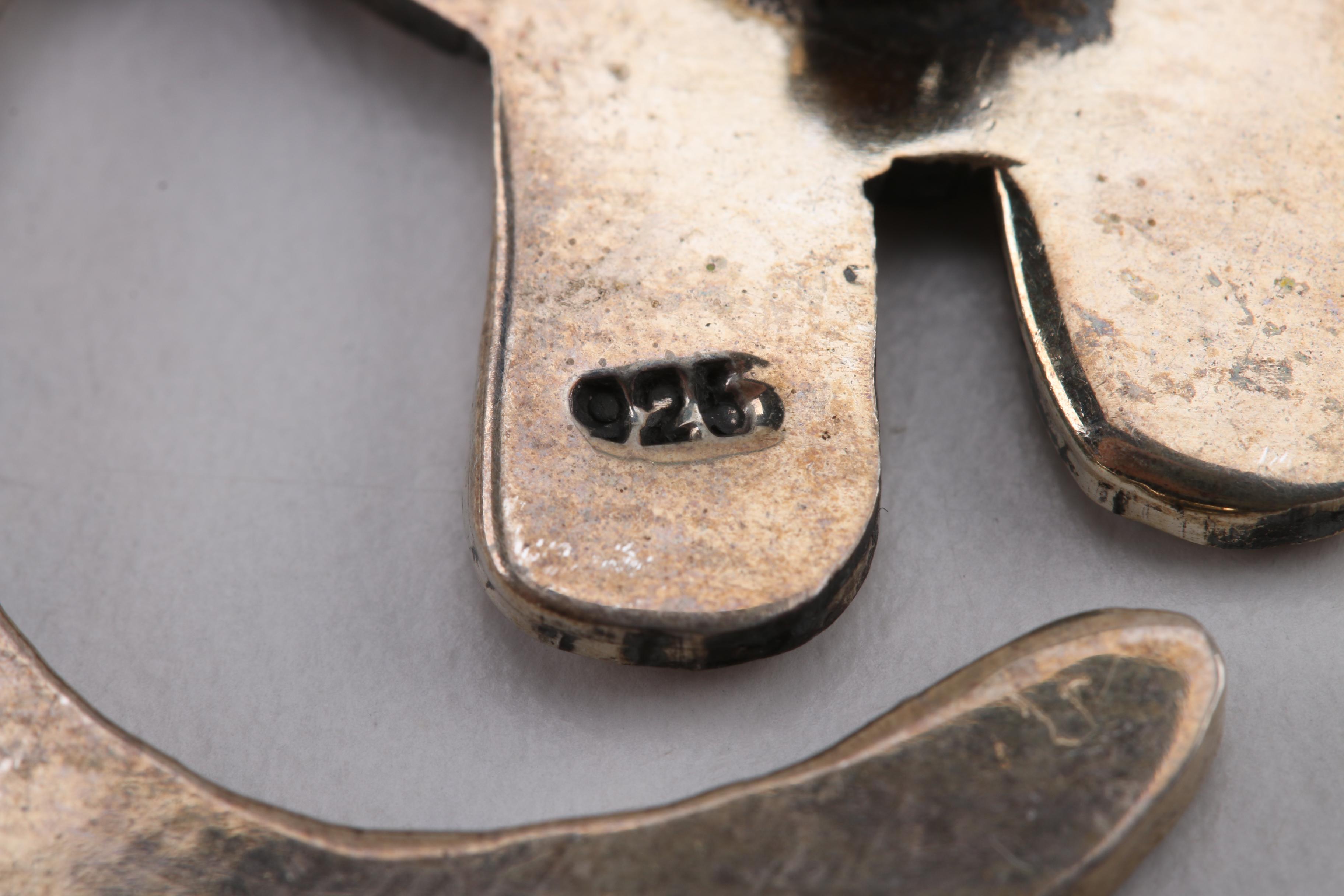 Sterling Silver Brooches, Earrings and Charm Bracelet