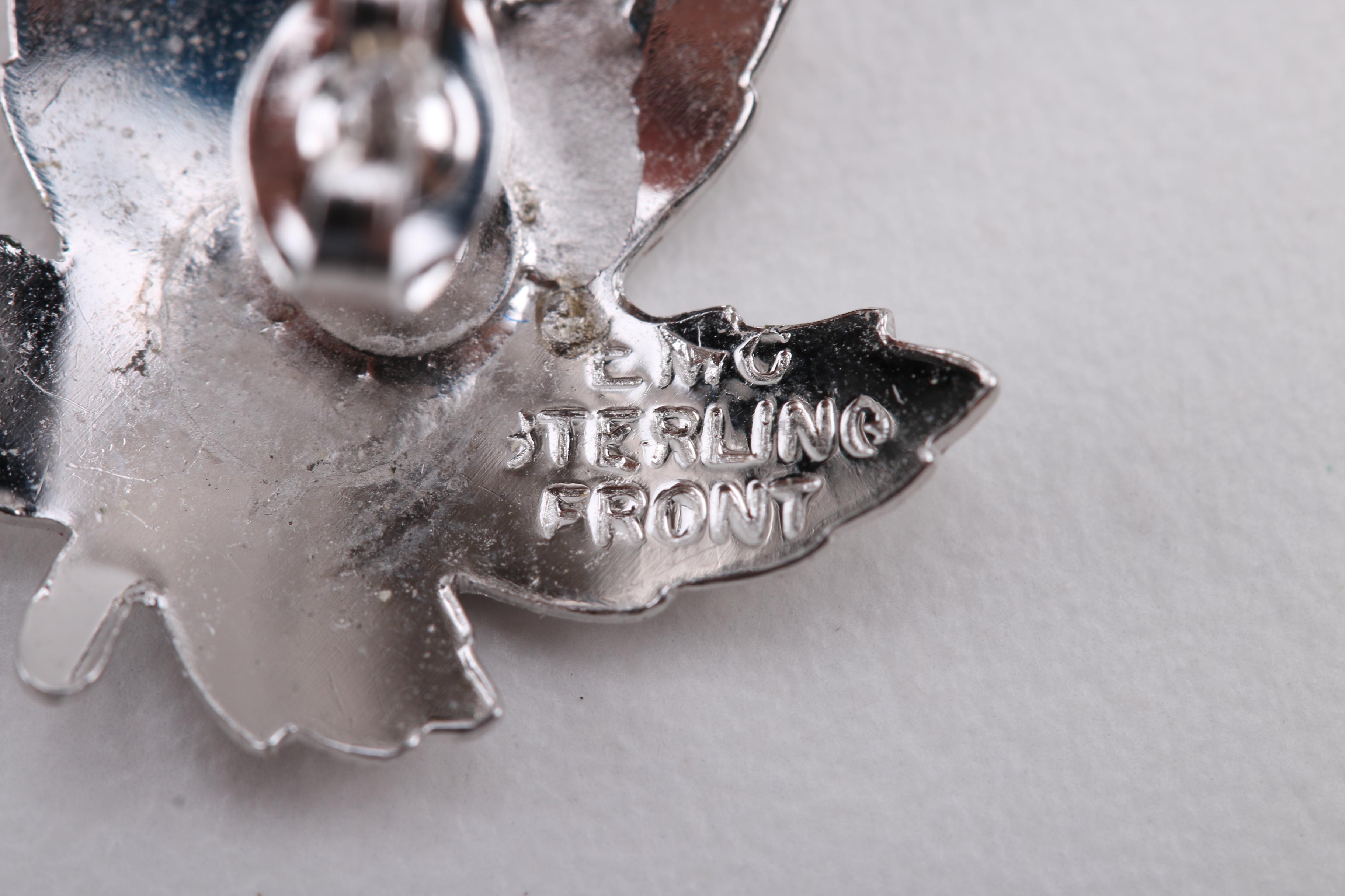 Sterling Silver Brooches, Earrings and Charm Bracelet