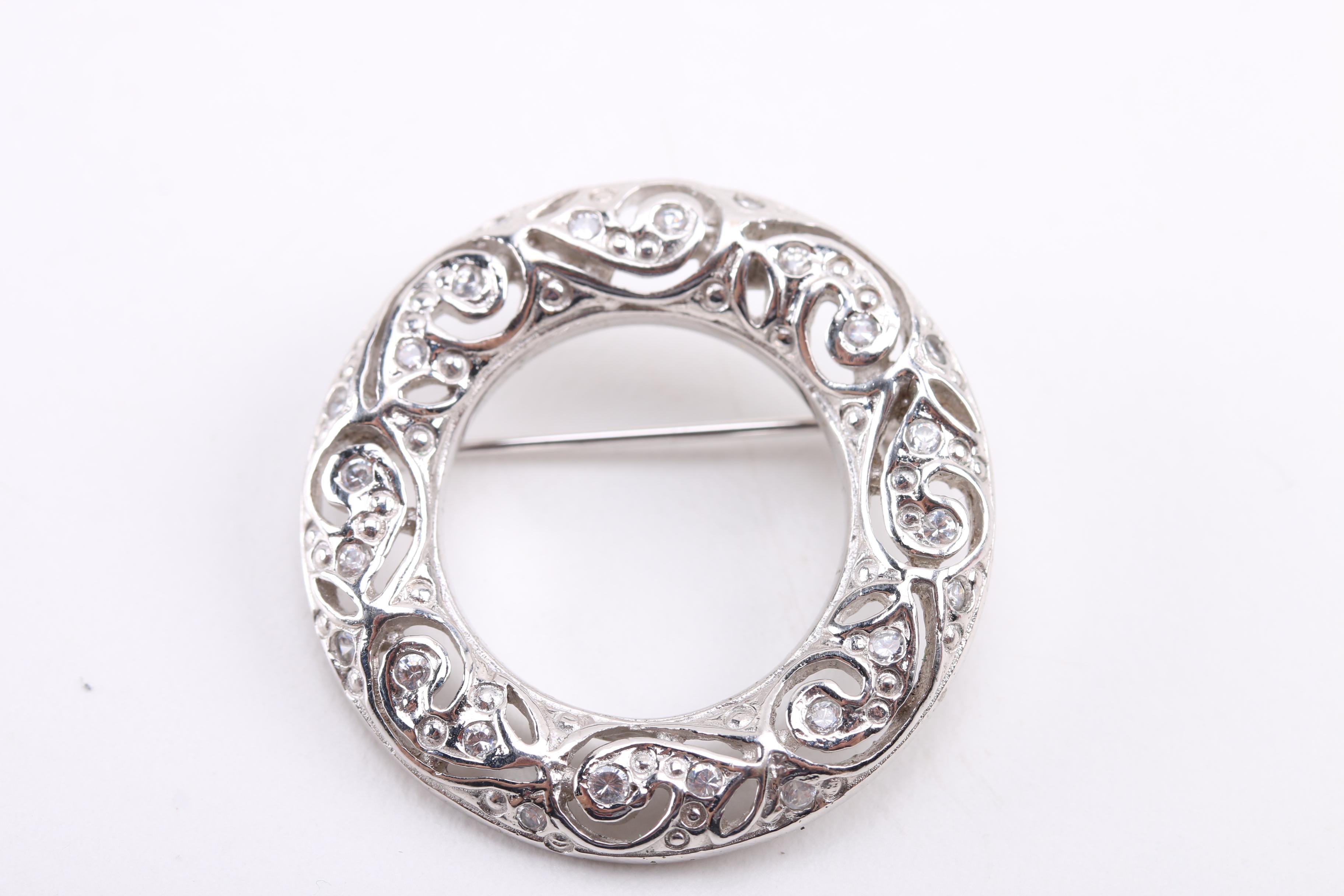 Sterling Silver Brooches, Earrings and Charm Bracelet