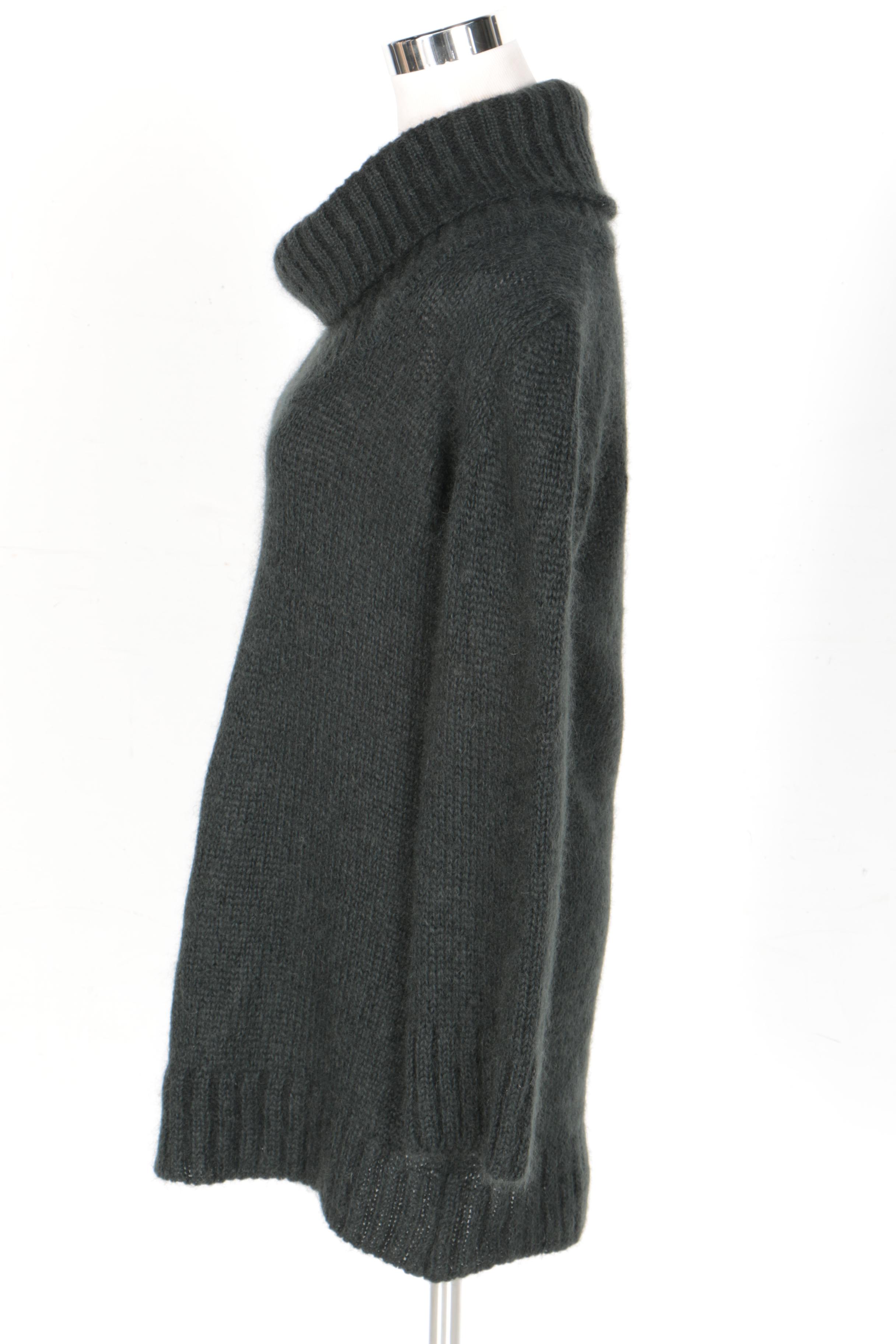 Forest Green Chunky Wool Sweater with Cowl Neck by A.F. Vandevorst