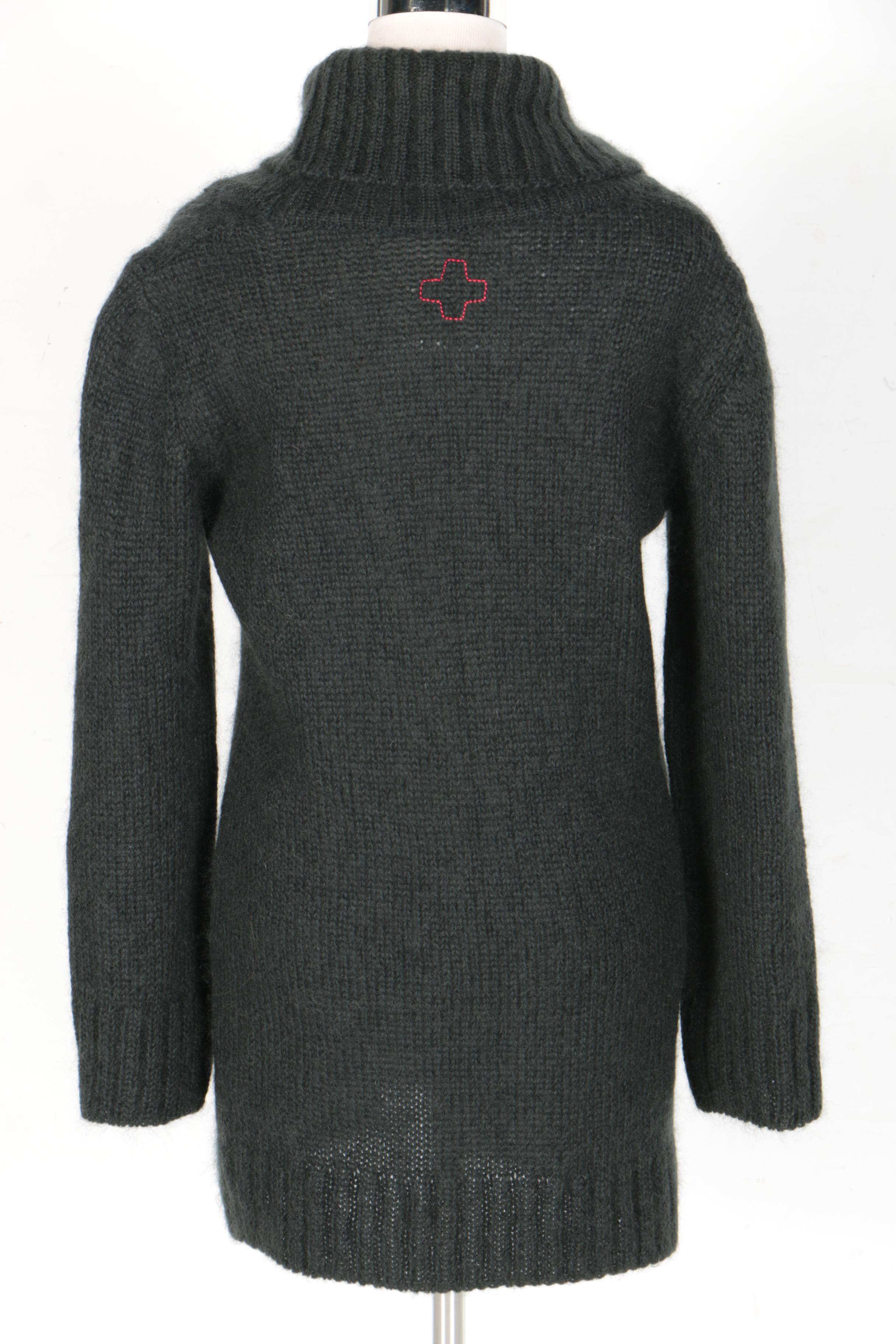 Forest Green Chunky Wool Sweater with Cowl Neck by A.F. Vandevorst