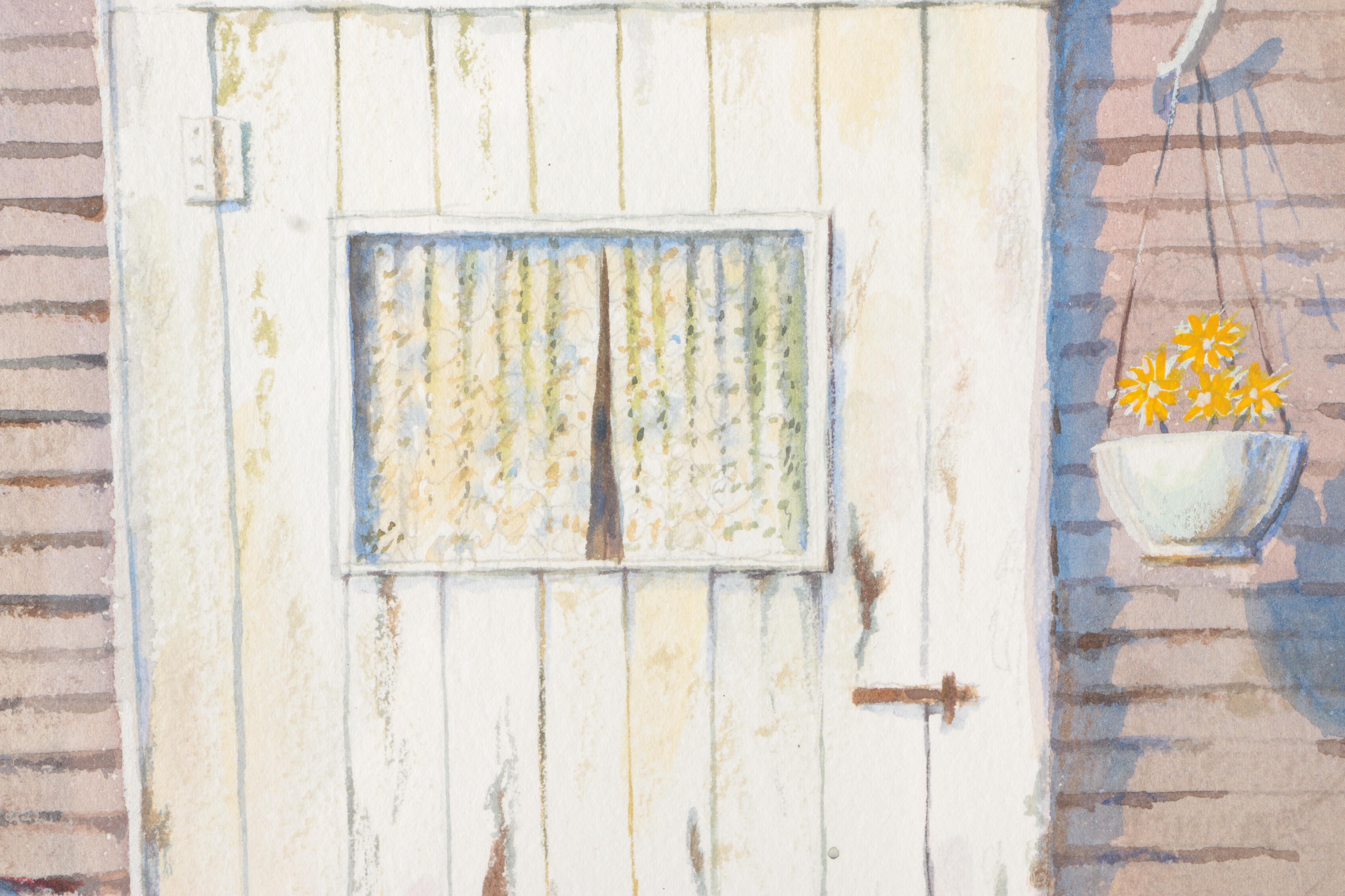 Signed Original Watercolor Painting "Monkegan Island Old Door"