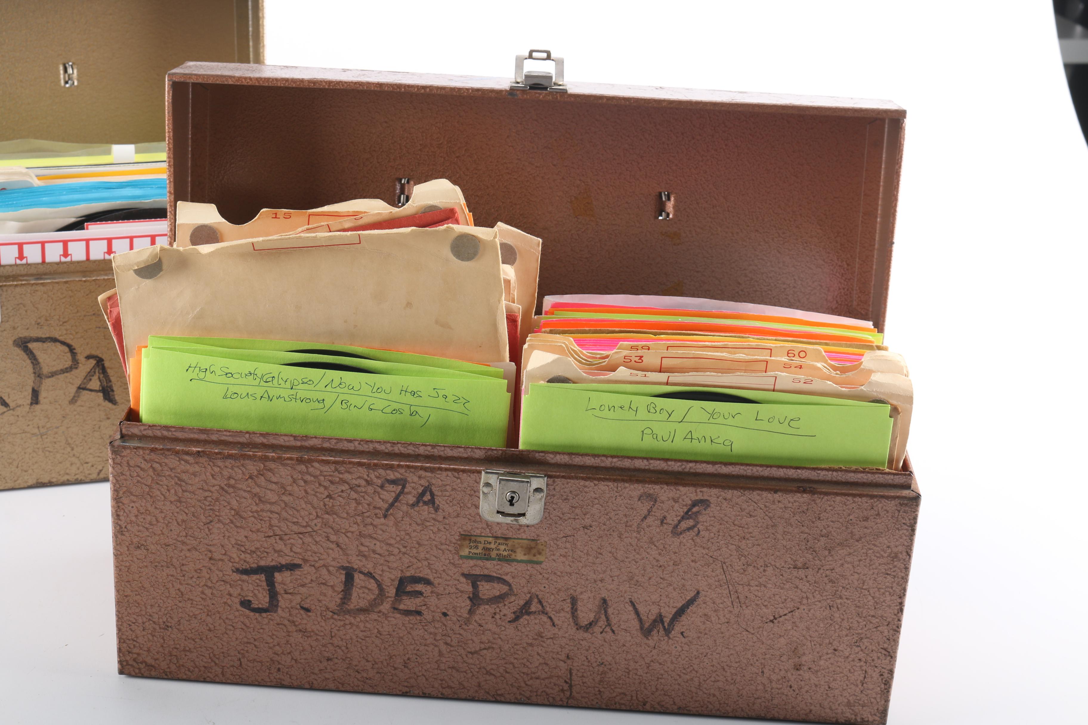 Vintage 45 RPM Records and Carrying Cases