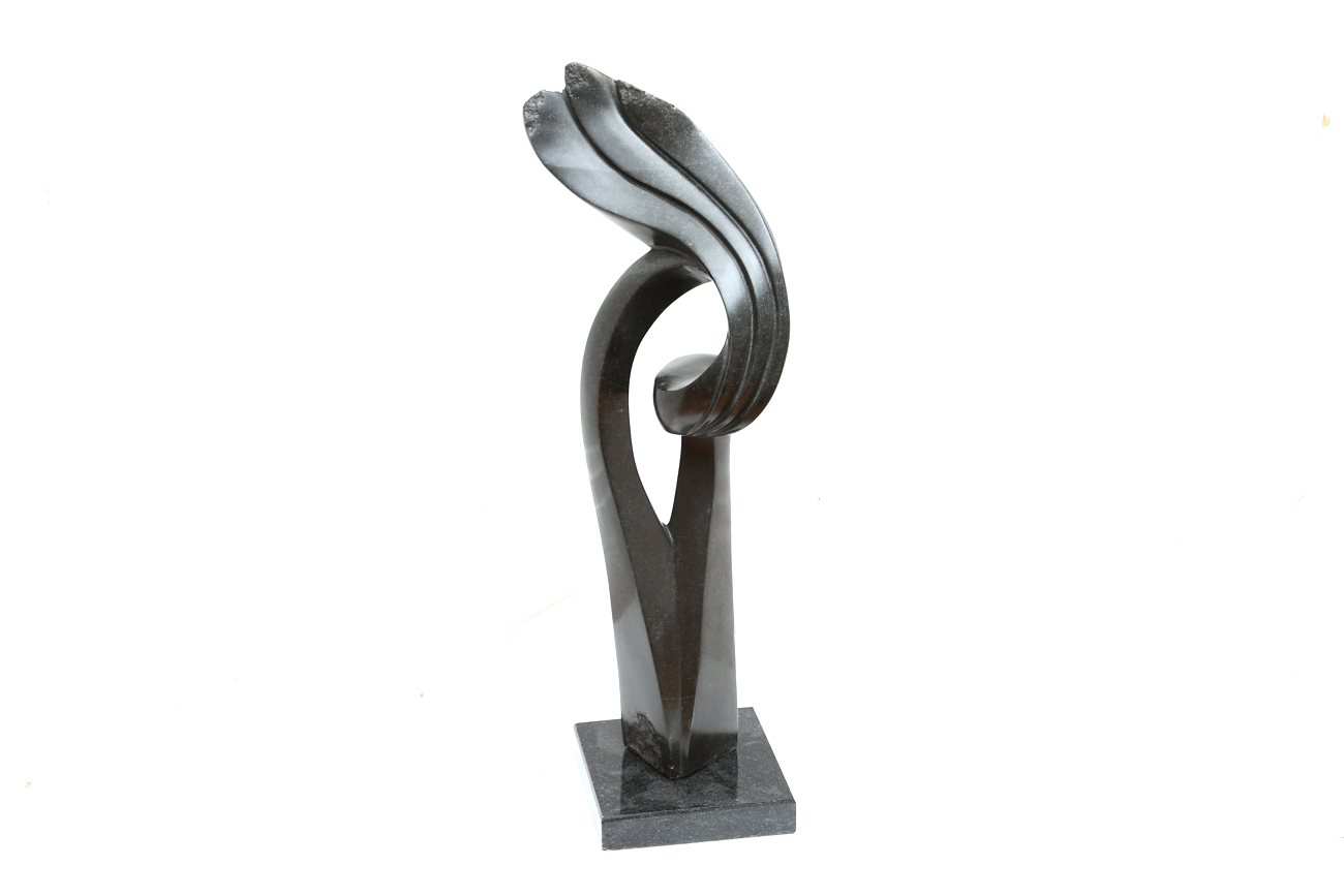Muteta Abstract Shona Stone Sculpture On Marble Stand