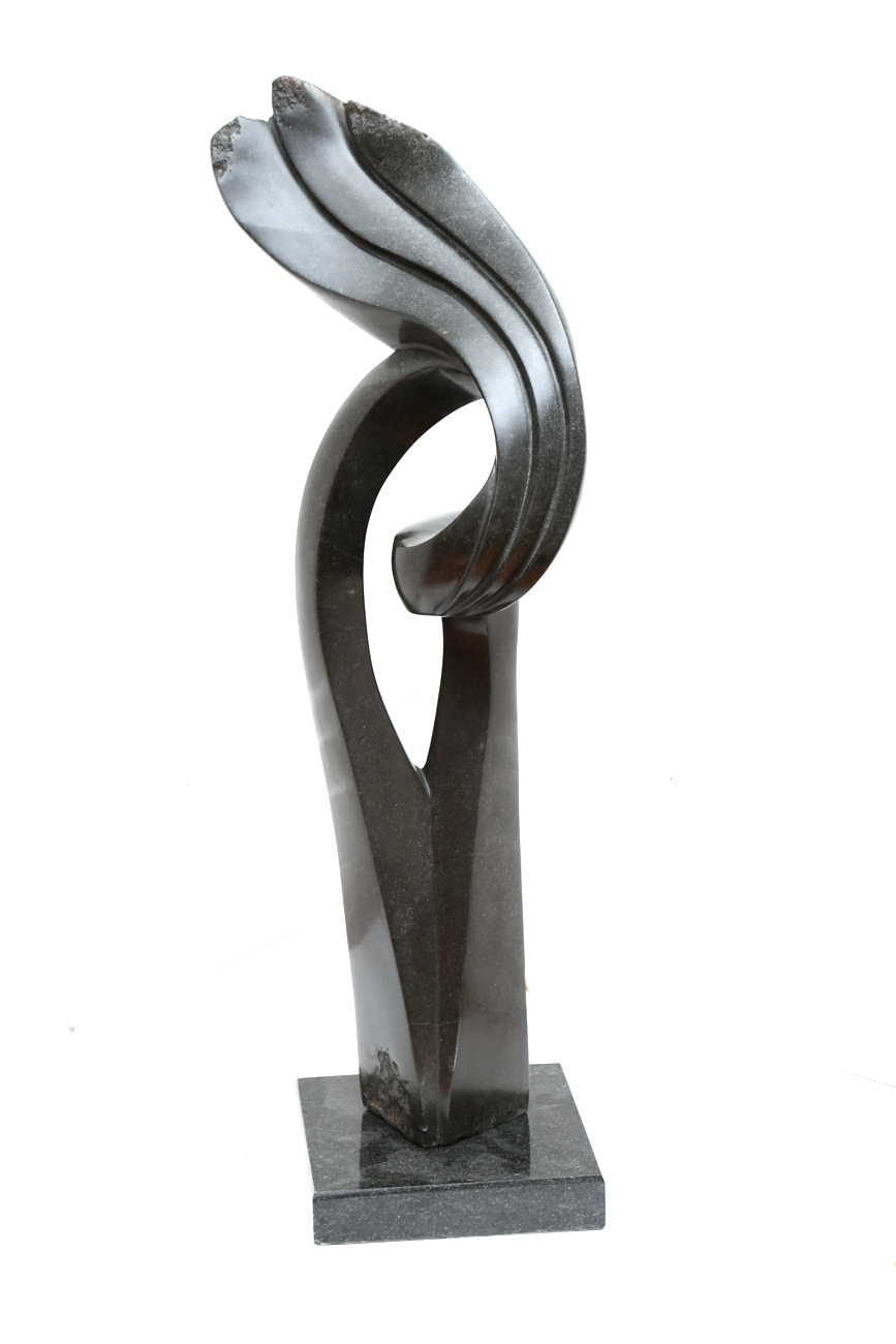 Muteta Abstract Shona Stone Sculpture On Marble Stand