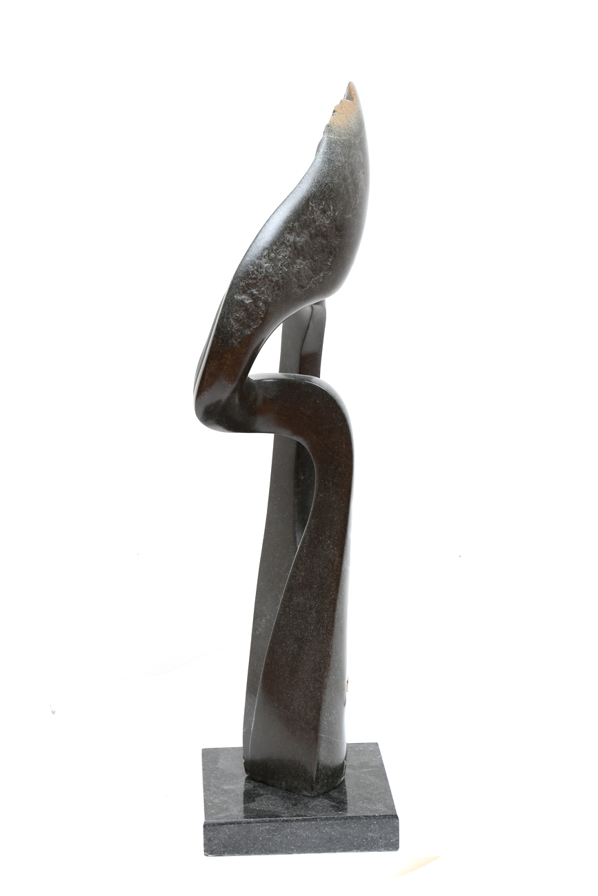 Muteta Abstract Shona Stone Sculpture On Marble Stand