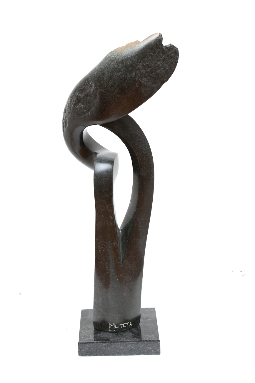 Muteta Abstract Shona Stone Sculpture On Marble Stand