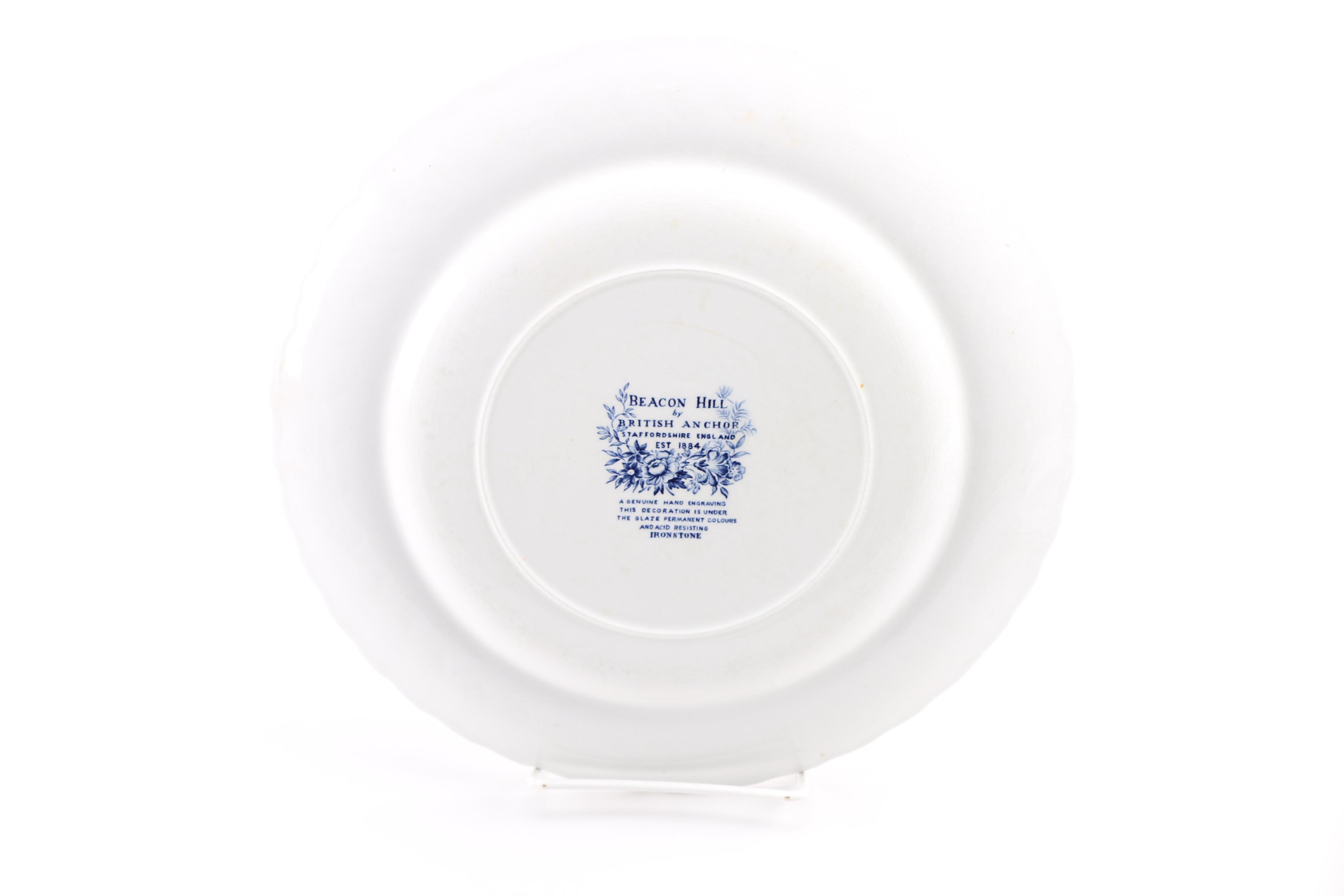 British Anchor "Beacon Hill" Ironstone With Milk Glass Lamps