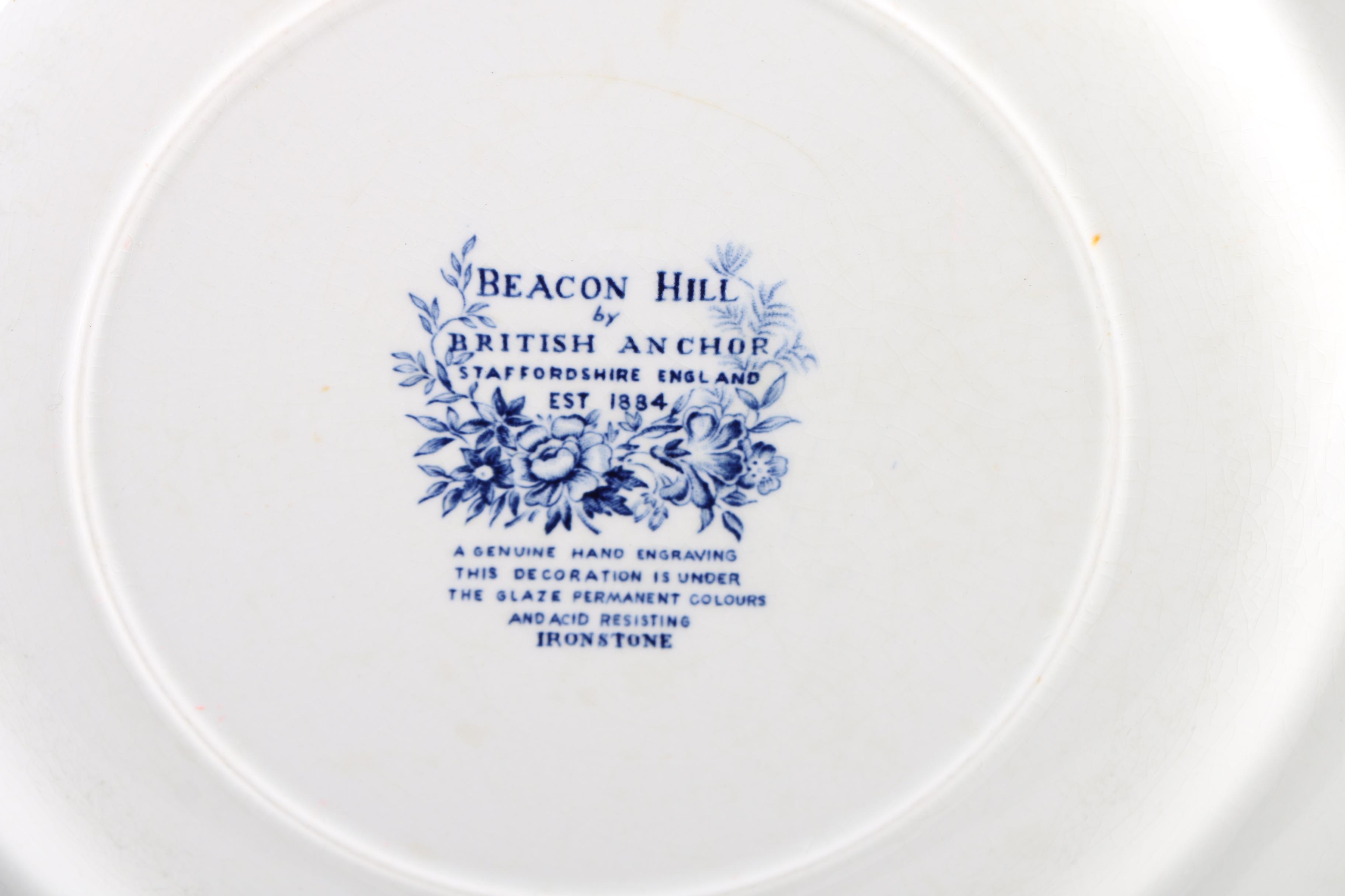 British Anchor "Beacon Hill" Ironstone With Milk Glass Lamps