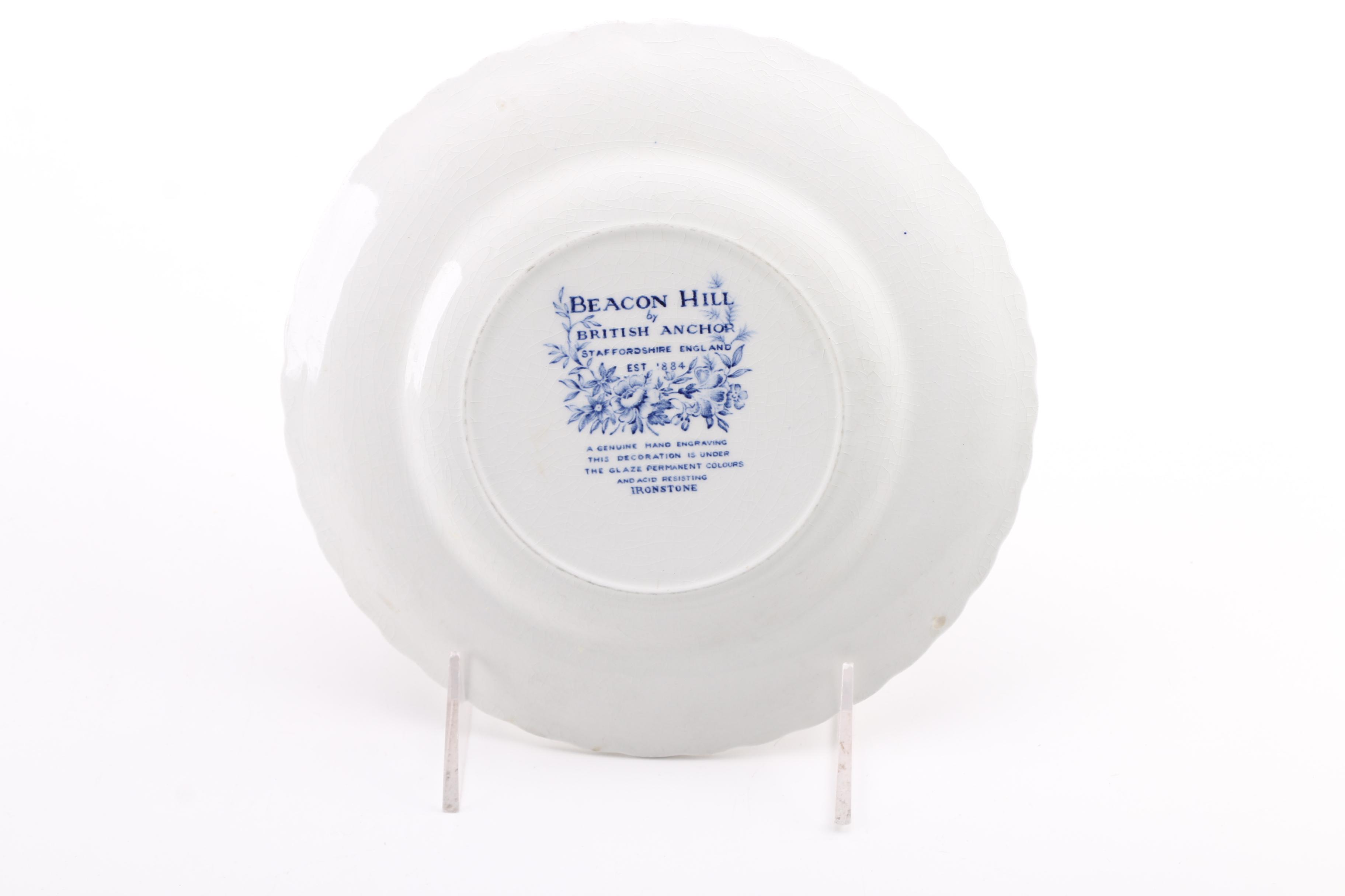 British Anchor "Beacon Hill" Ironstone With Milk Glass Lamps