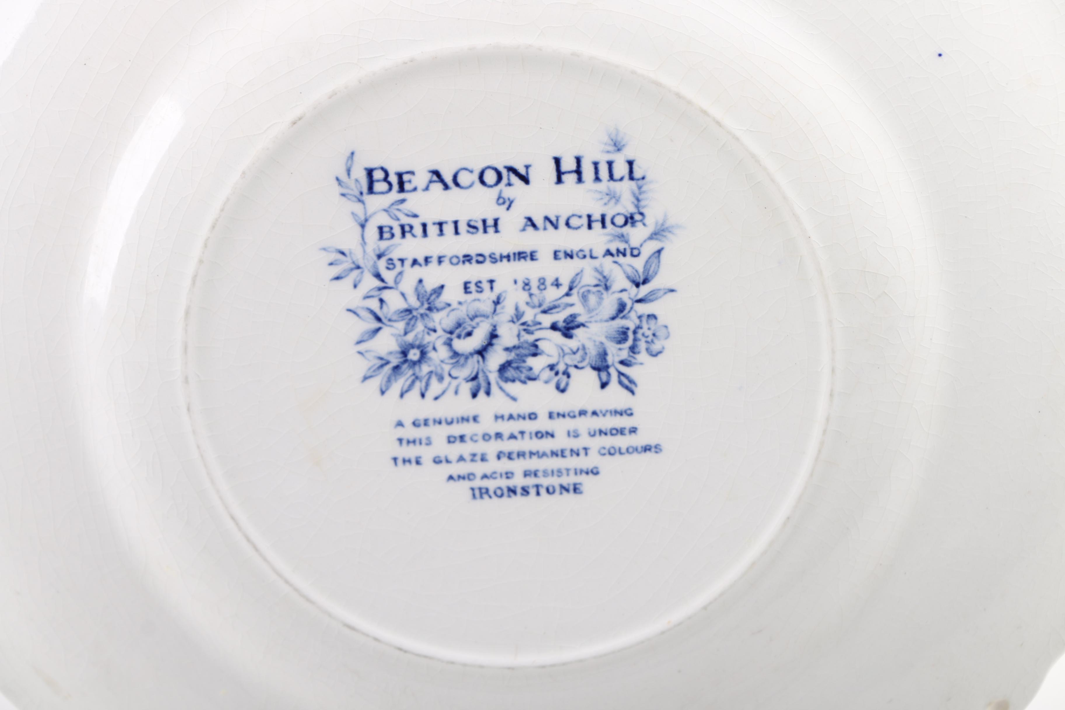 British Anchor "Beacon Hill" Ironstone With Milk Glass Lamps