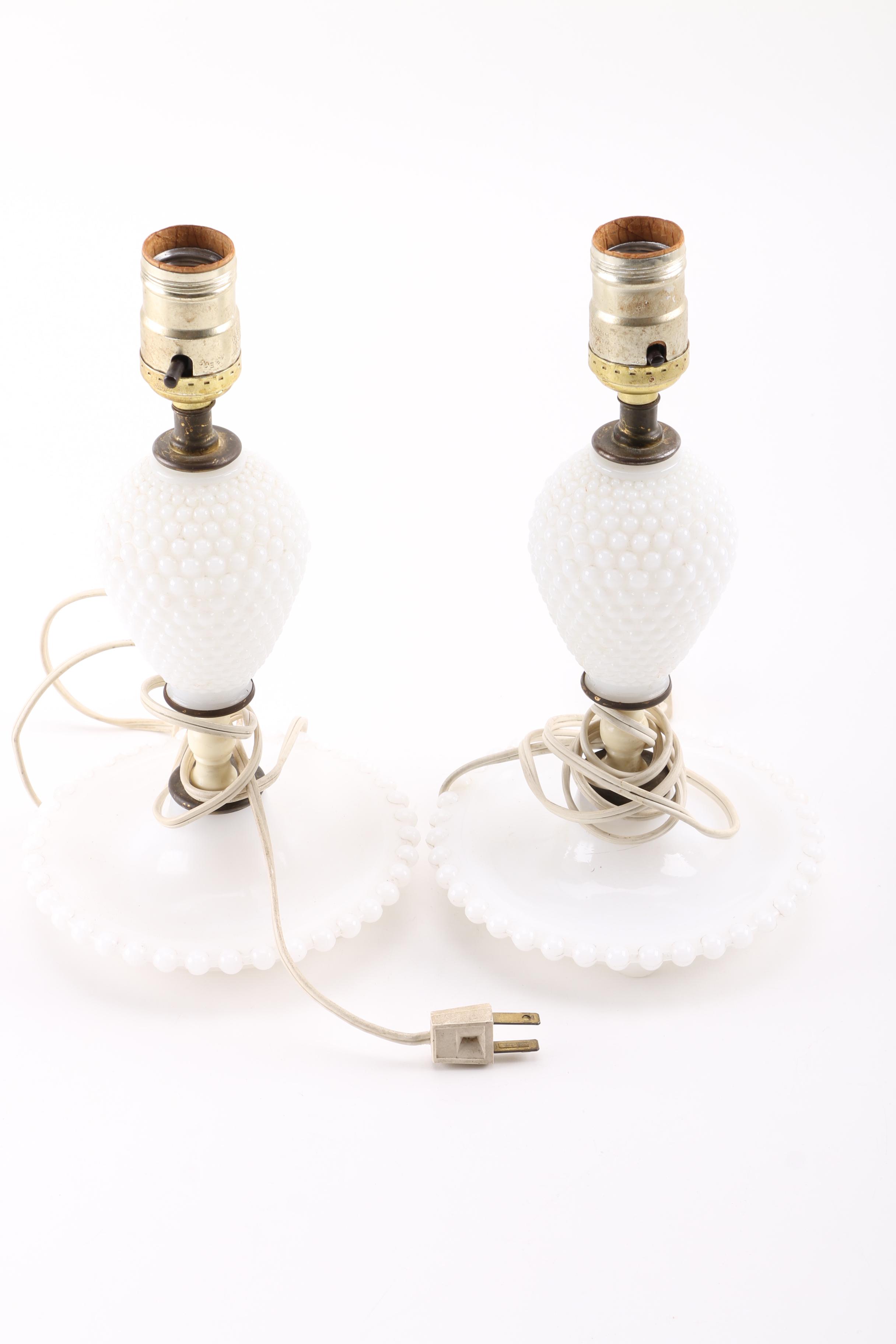 British Anchor "Beacon Hill" Ironstone With Milk Glass Lamps