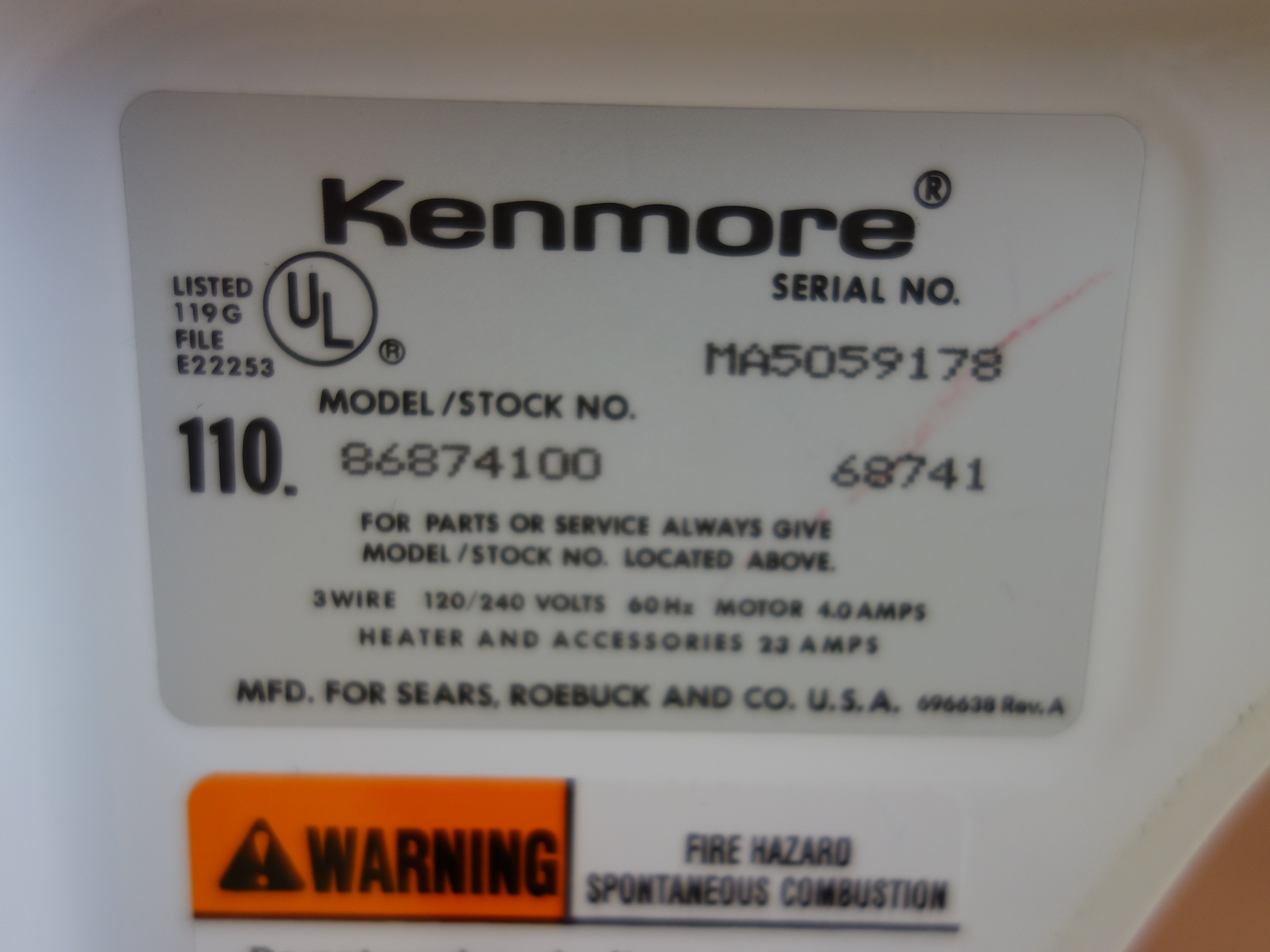 Kenmore Heavy Duty 70 Series Washing Machine & Kenmore Dryer