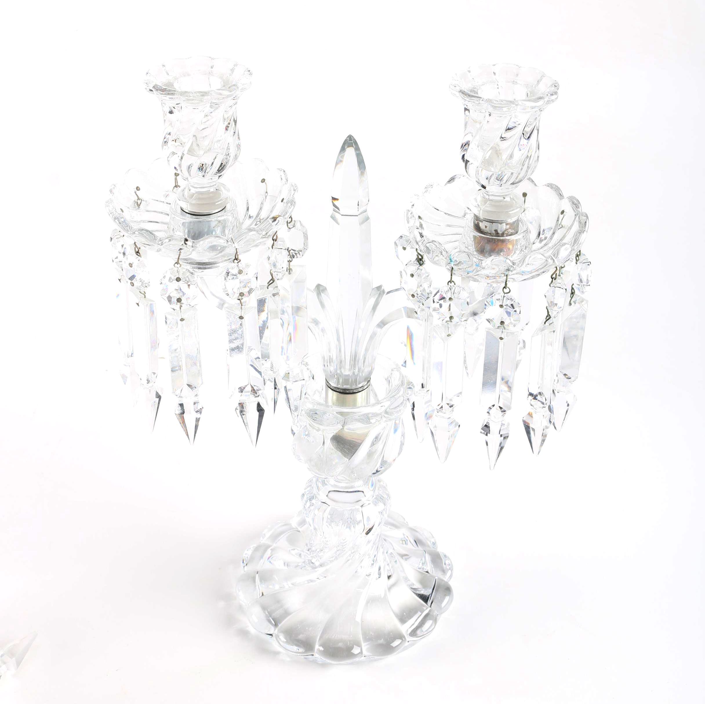 Pair of Baccarat Crystal Candelabras