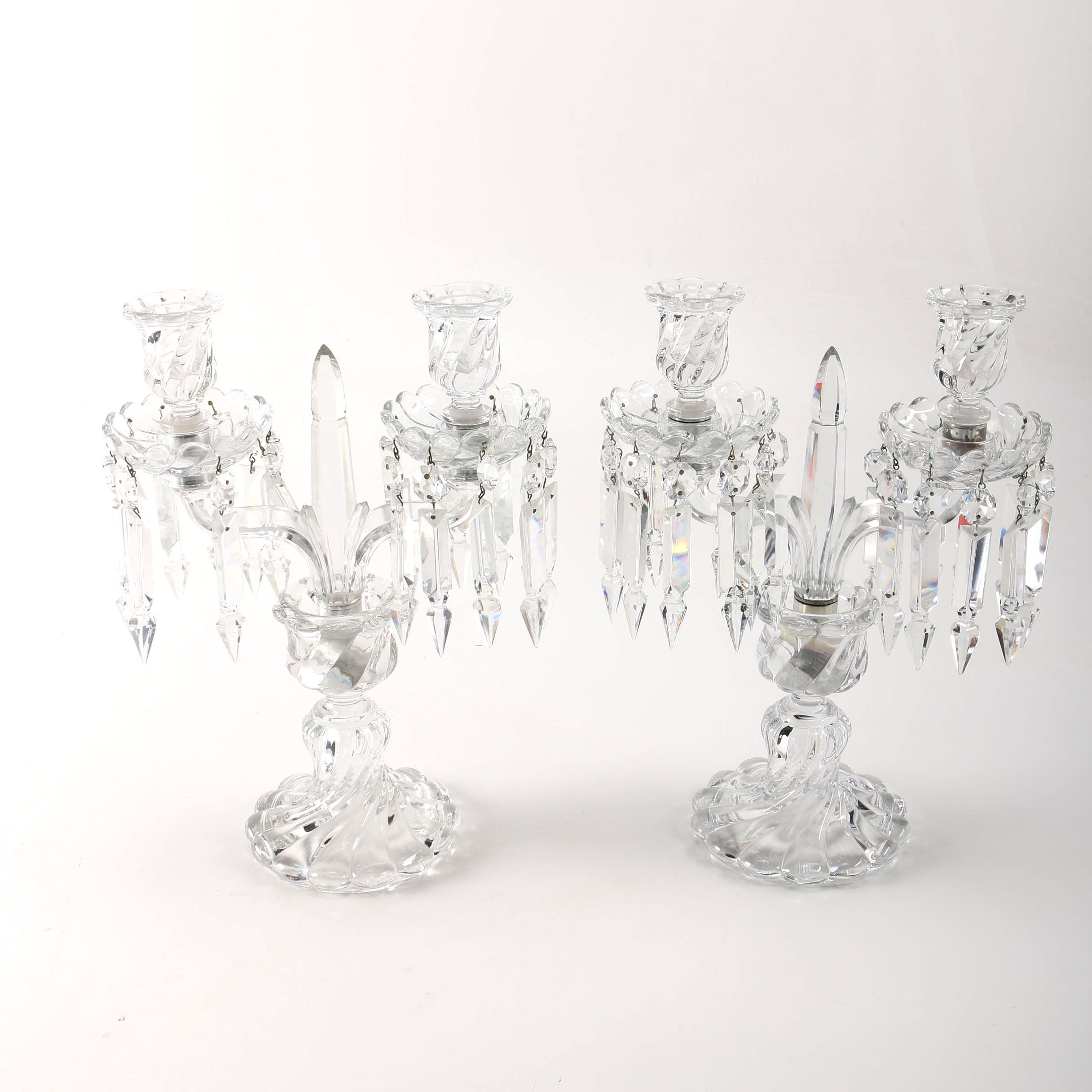 Pair of Baccarat Crystal Candelabras