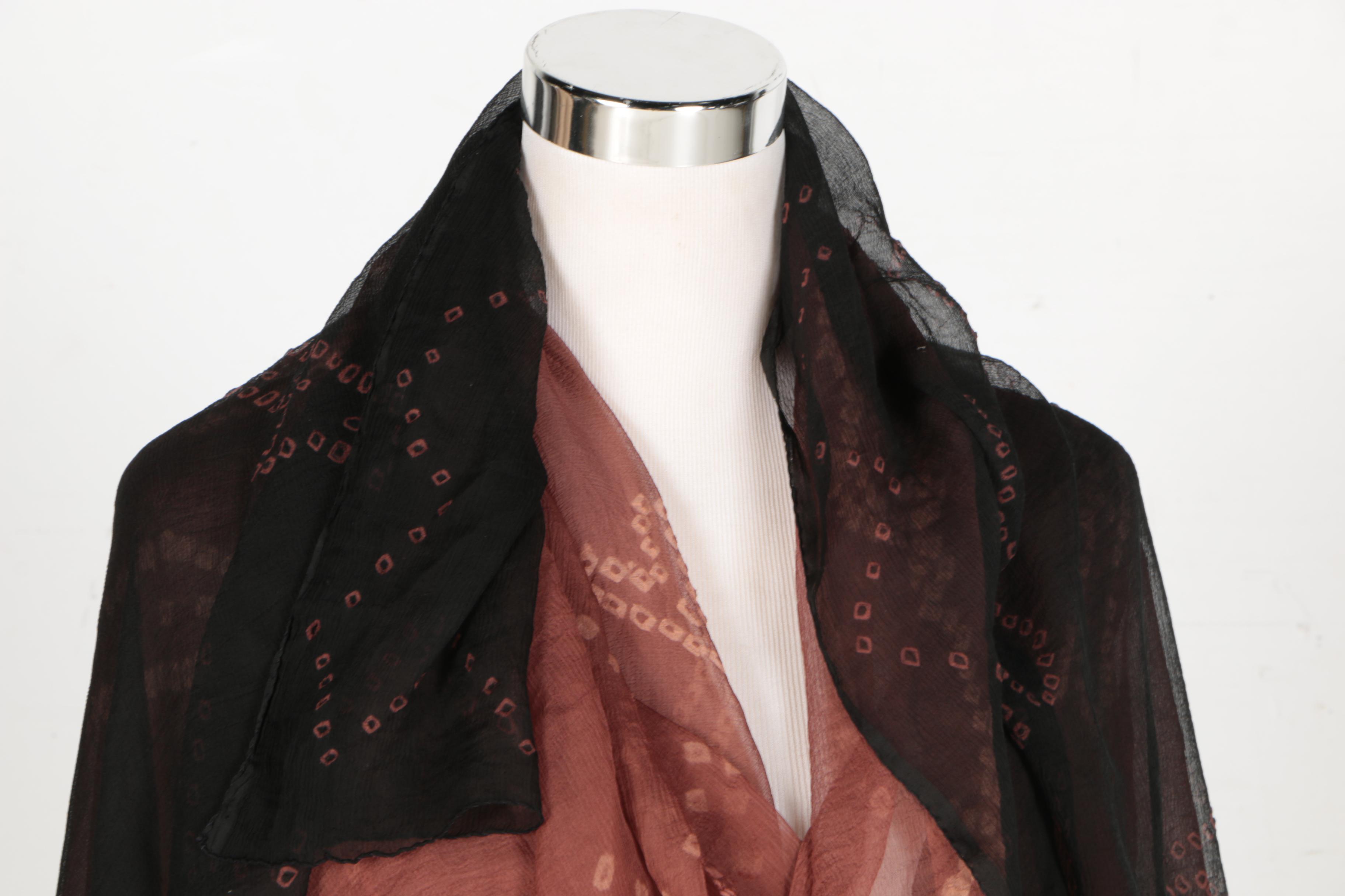 Cygne Silk Chiffon Blouse and Shawl