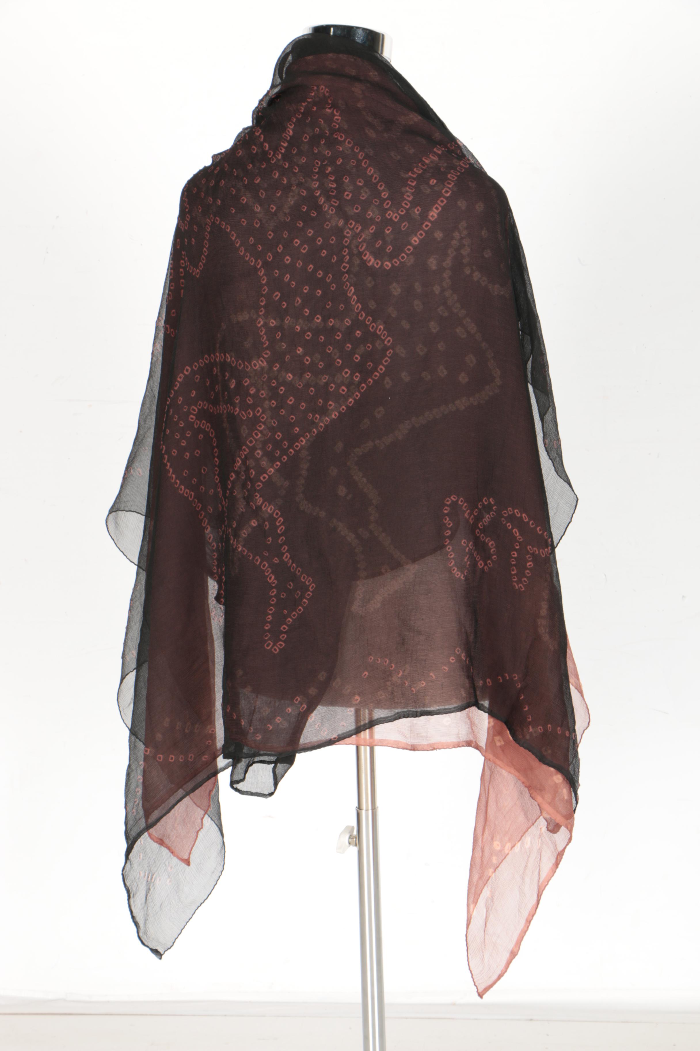Cygne Silk Chiffon Blouse and Shawl