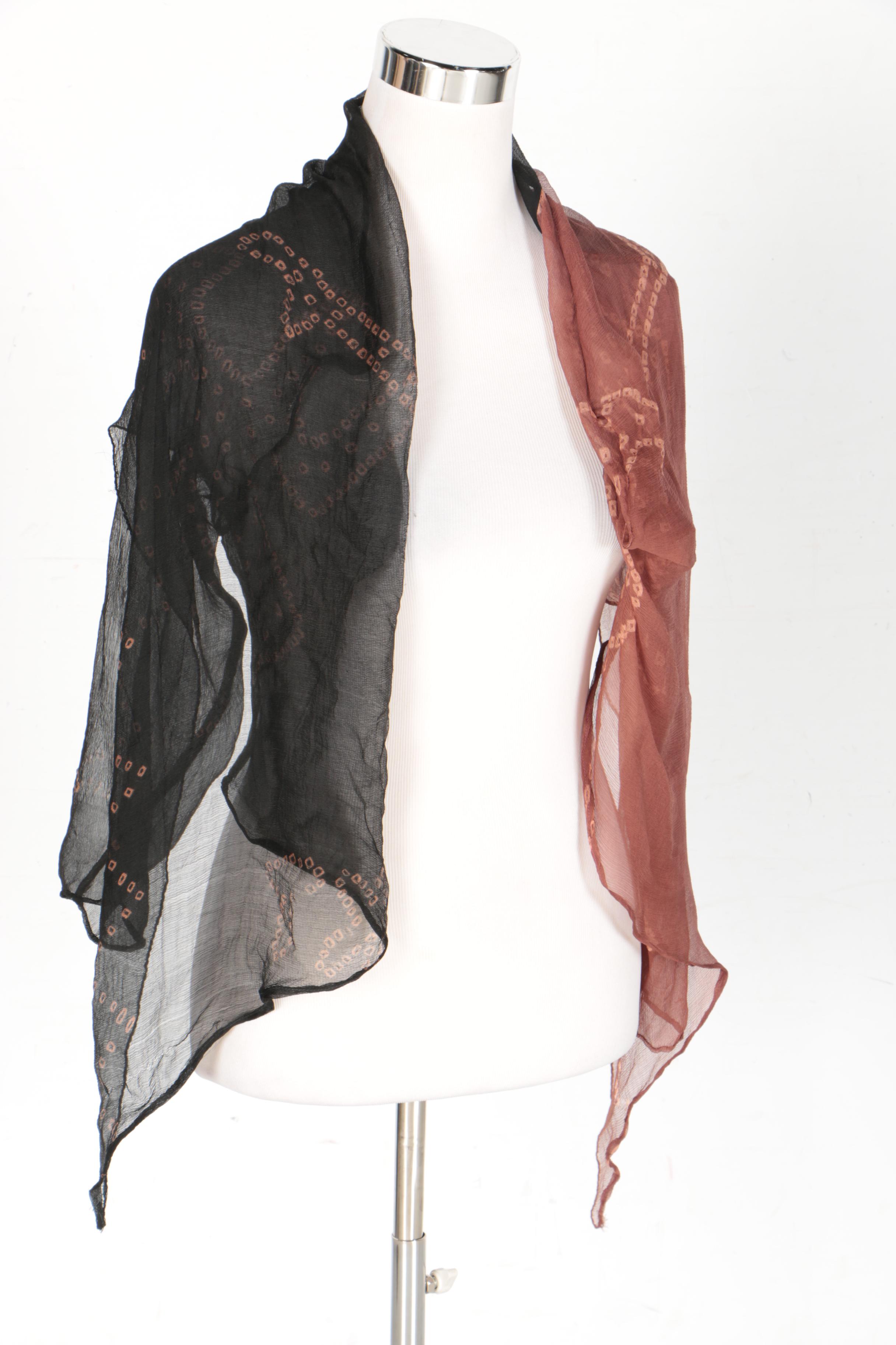 Cygne Silk Chiffon Blouse and Shawl