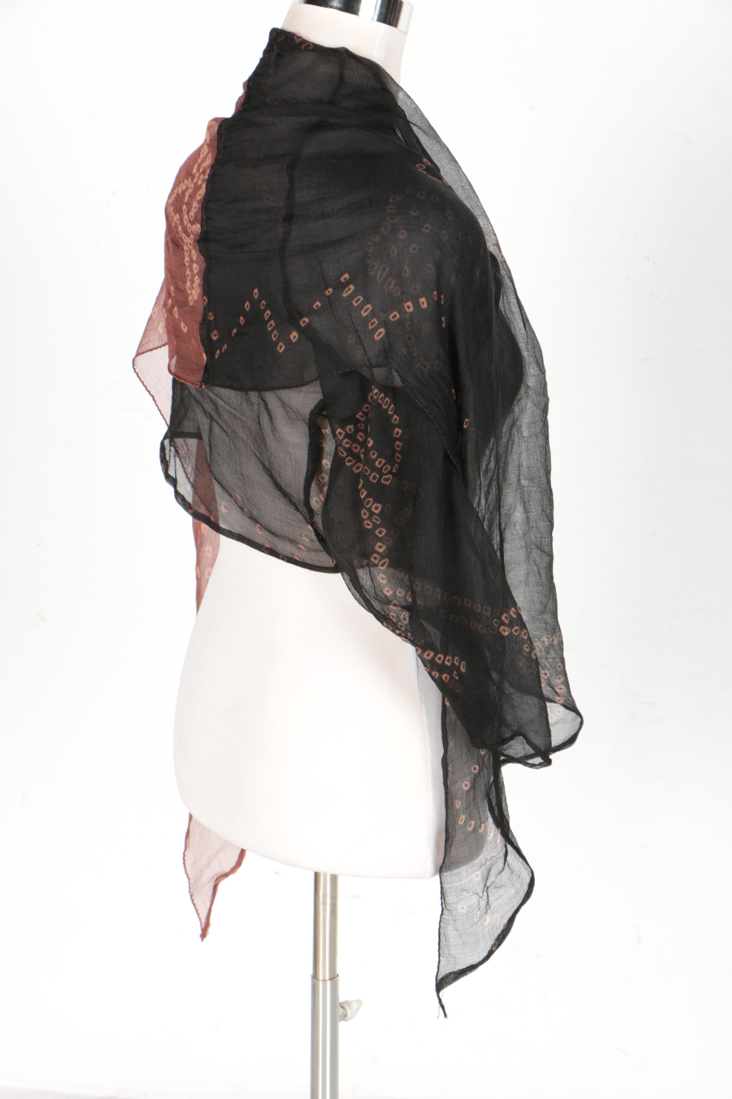Cygne Silk Chiffon Blouse and Shawl
