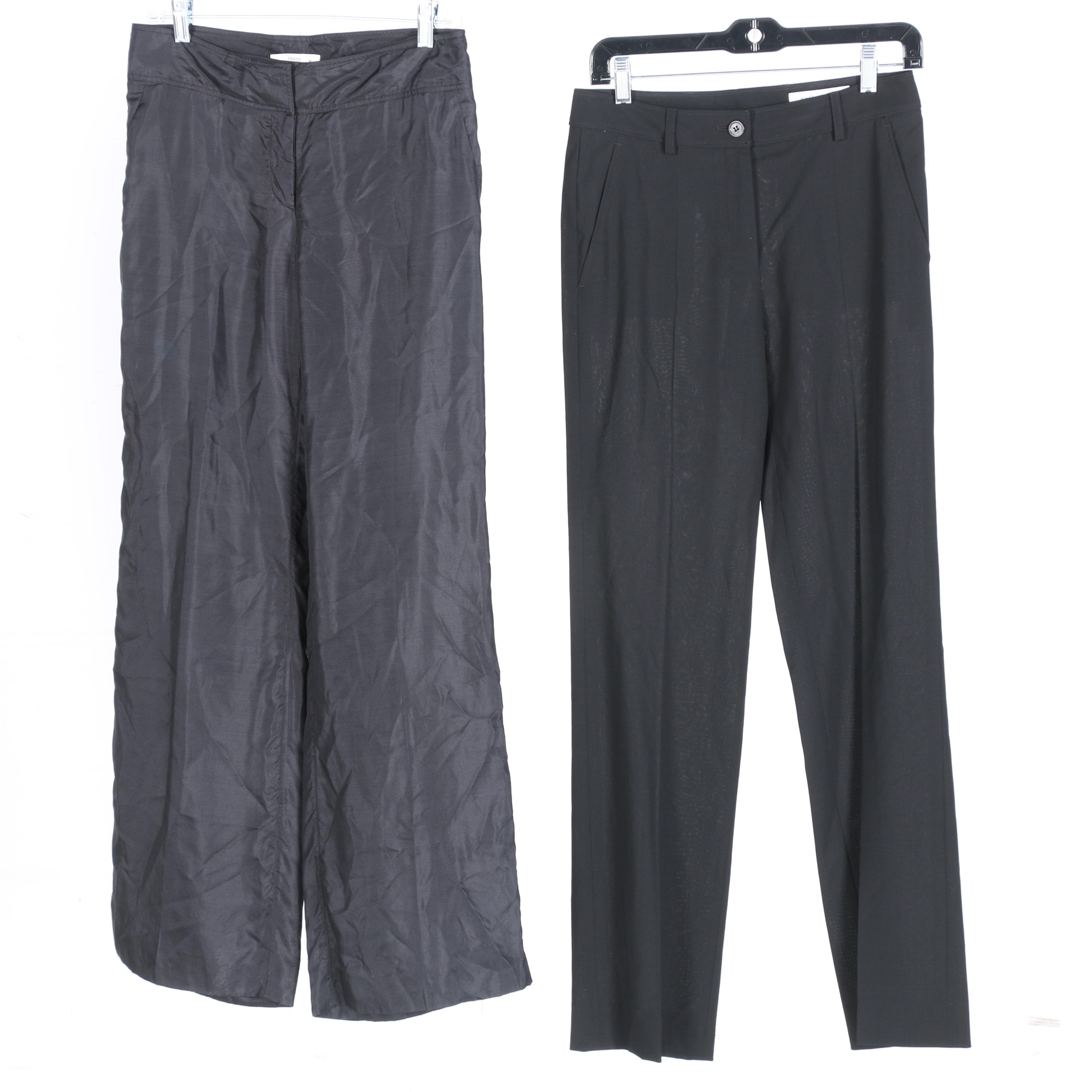 Prada Silk Pants and Yves Saint Laurent Wool Pants