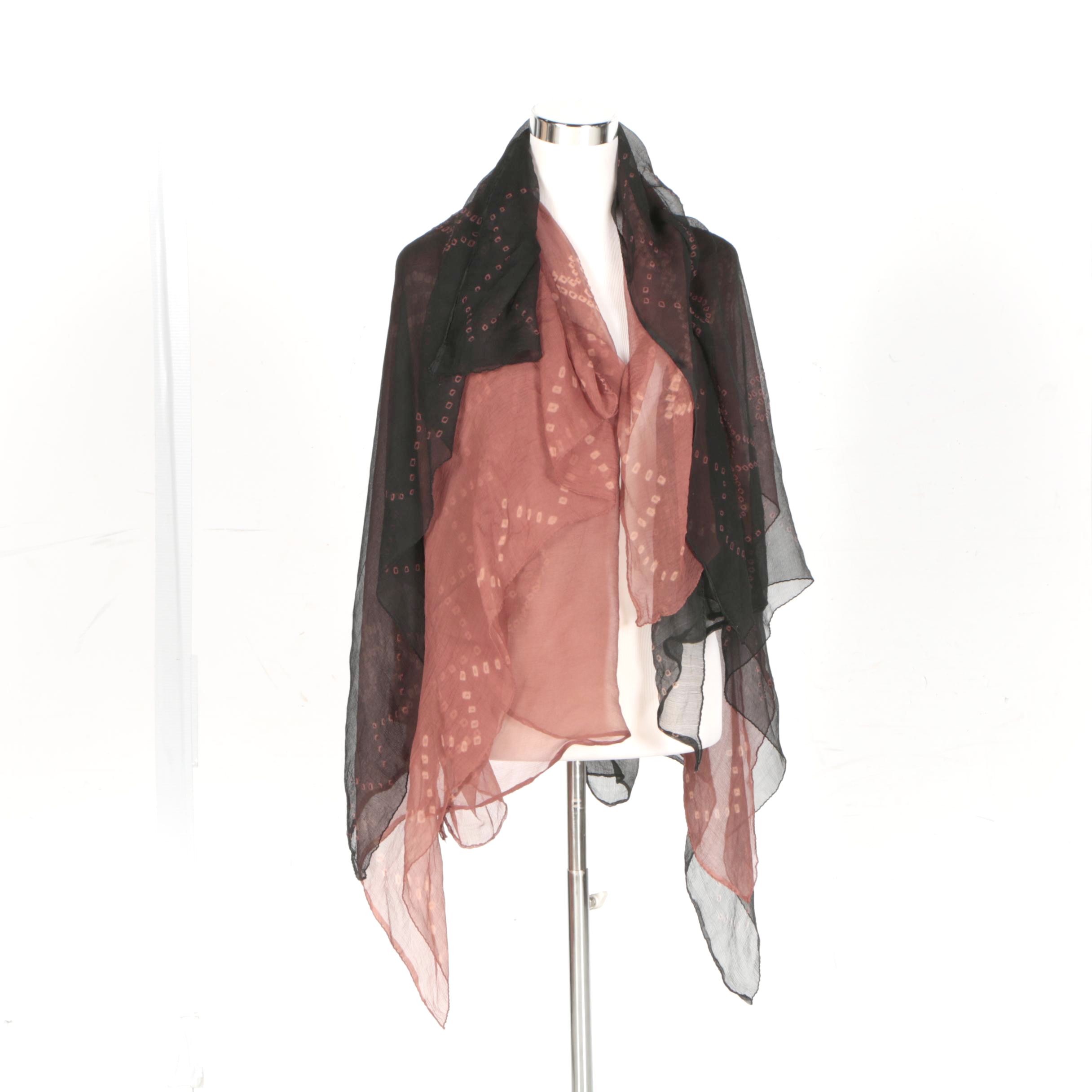 Cygne Silk Chiffon Blouse and Shawl