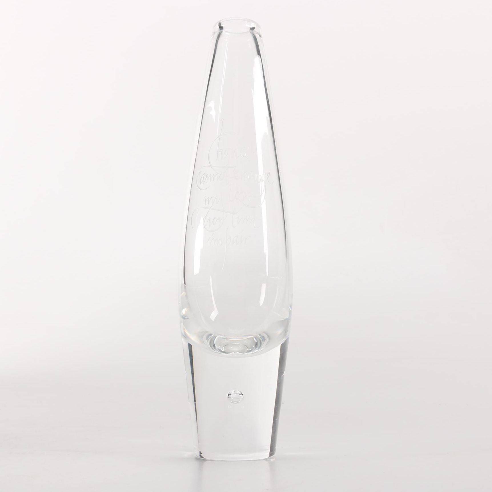 Steuben Teardrop Engraved Crystal Vase