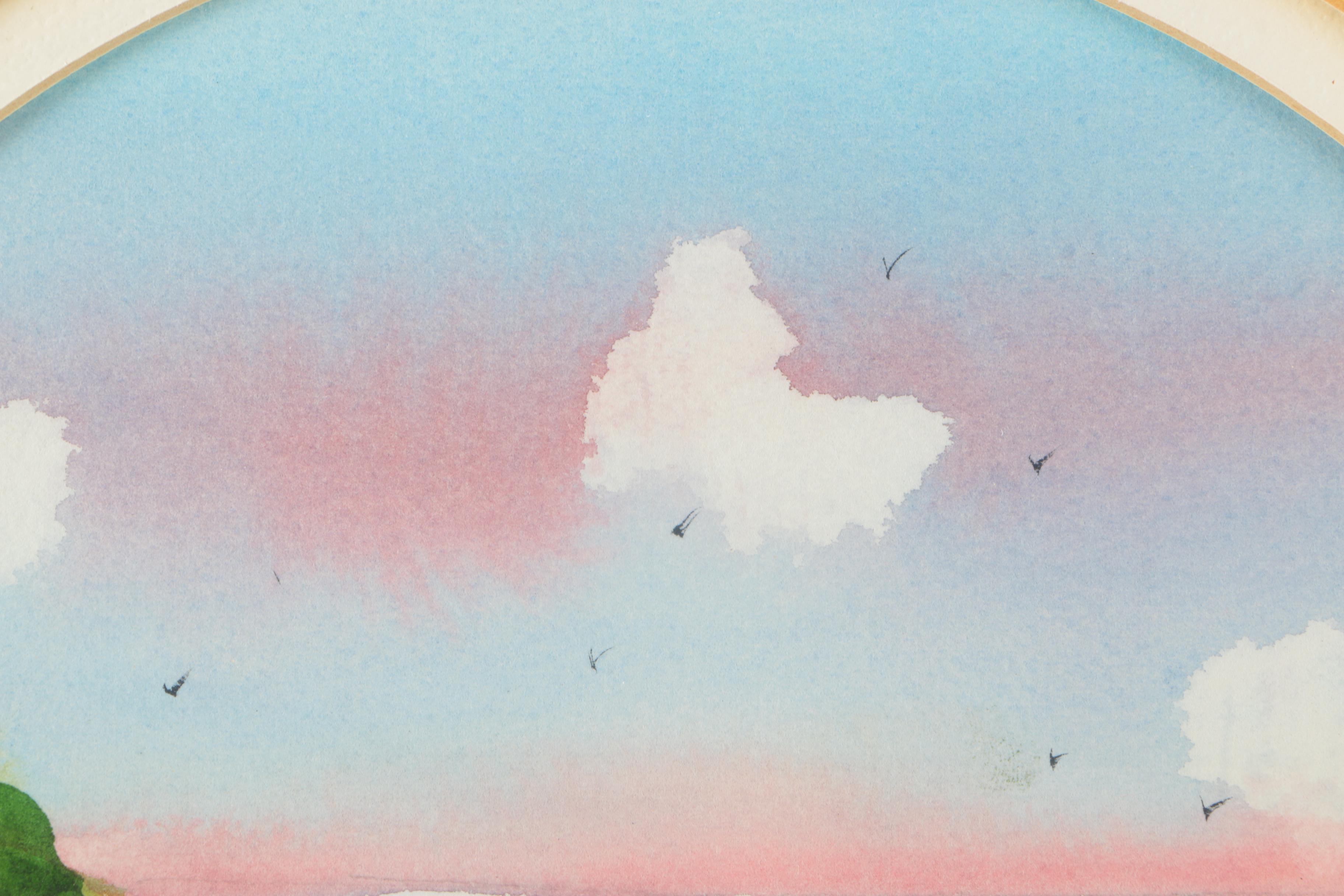 Two Hilda Kaihlanen Watercolors "Picnc" and "Summer Play"