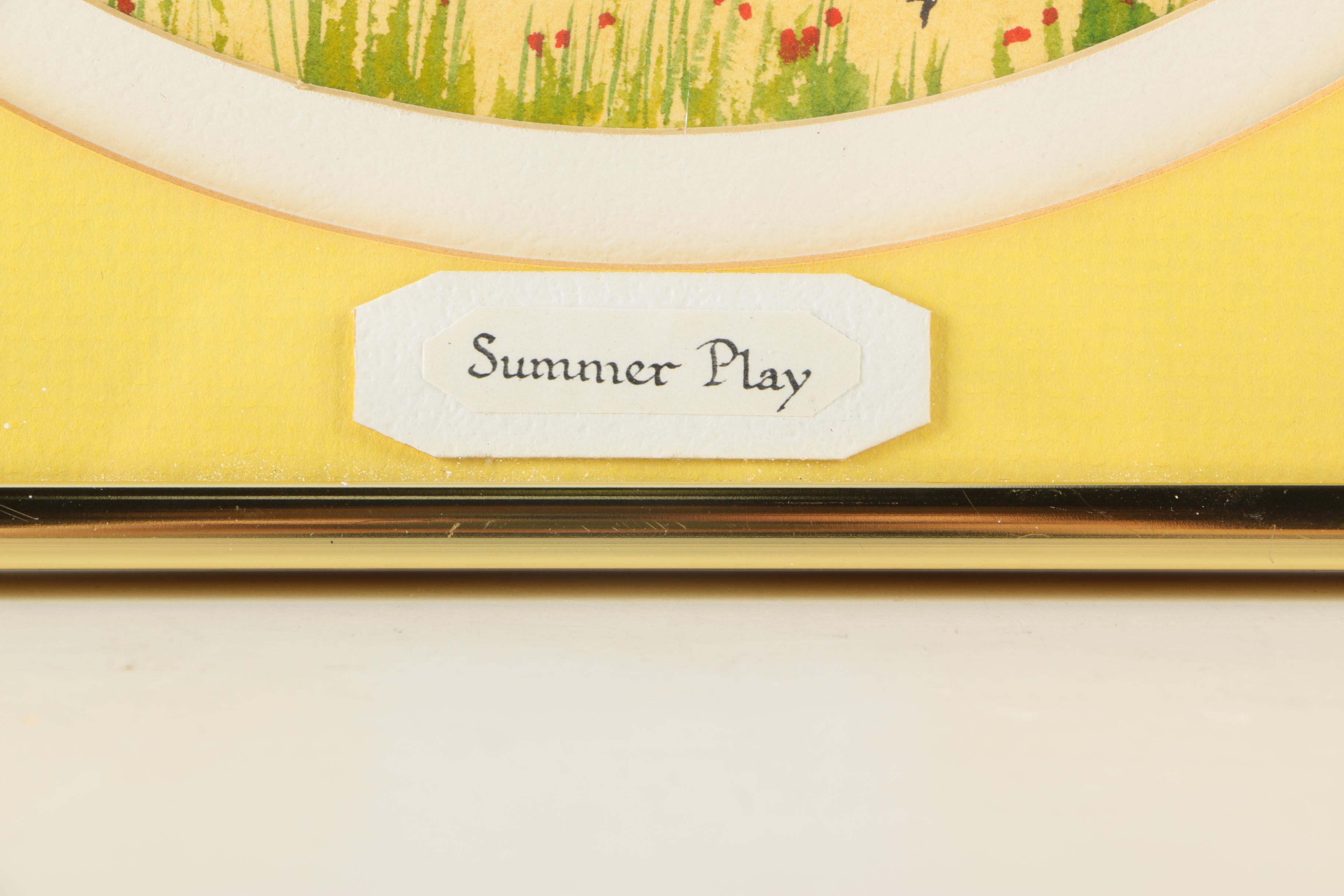 Two Hilda Kaihlanen Watercolors "Picnc" and "Summer Play"