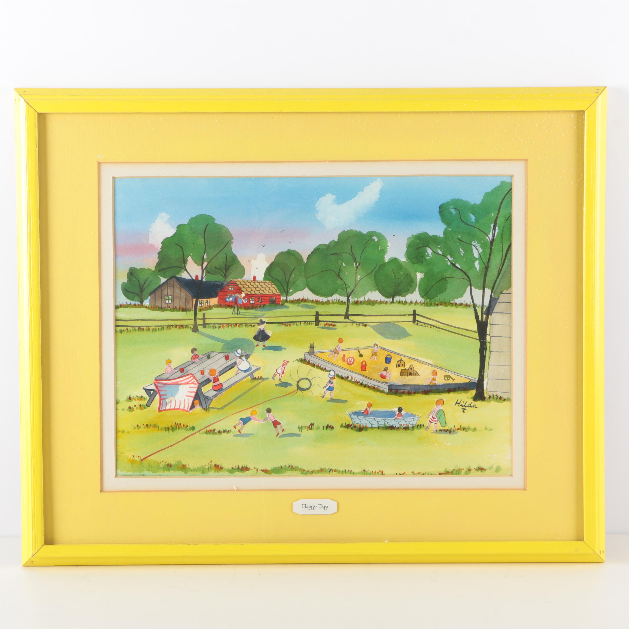 Hilda Kaihlanen Watercolor Painting "Happy Day"