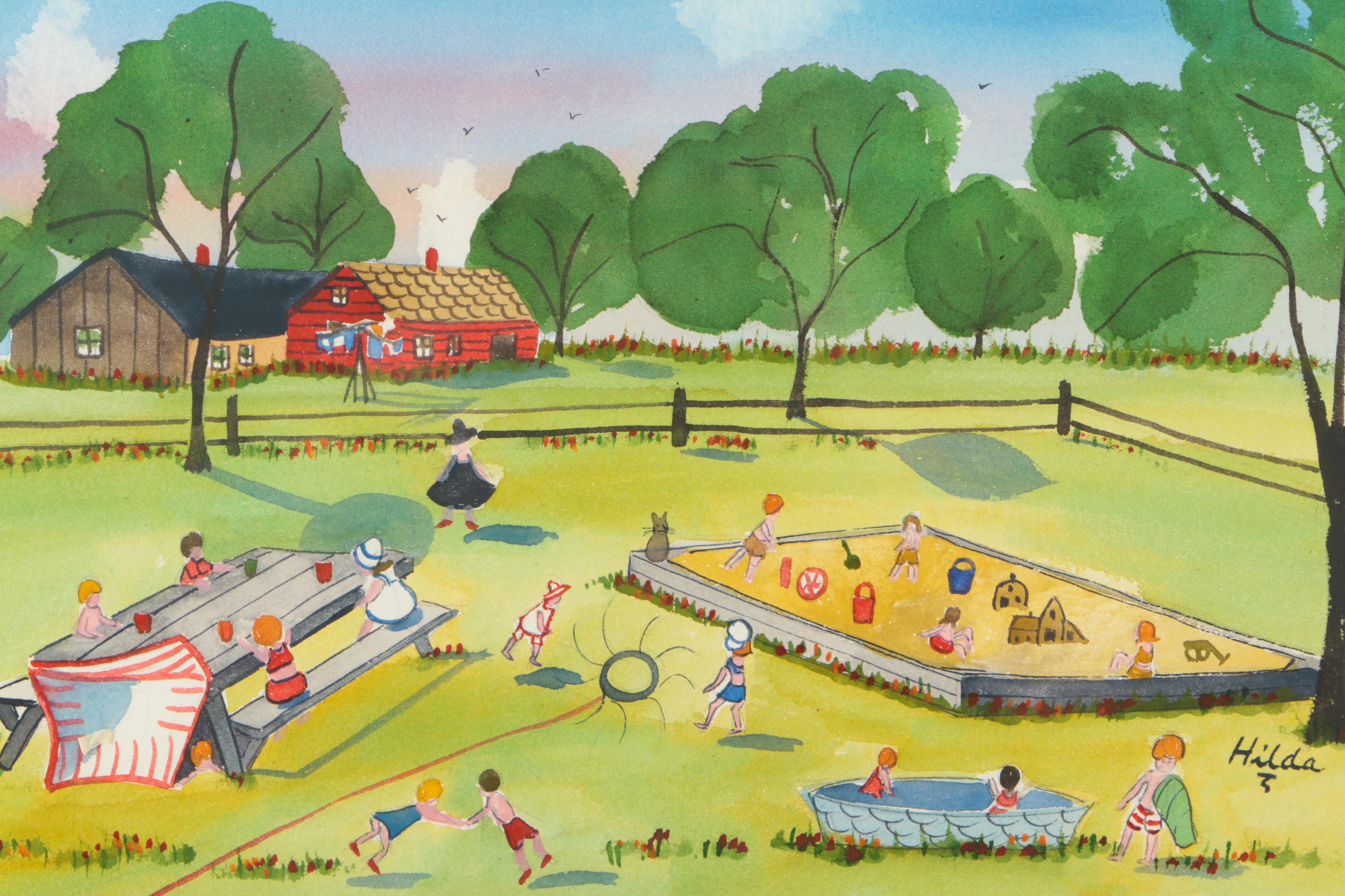 Hilda Kaihlanen Watercolor Painting "Happy Day"