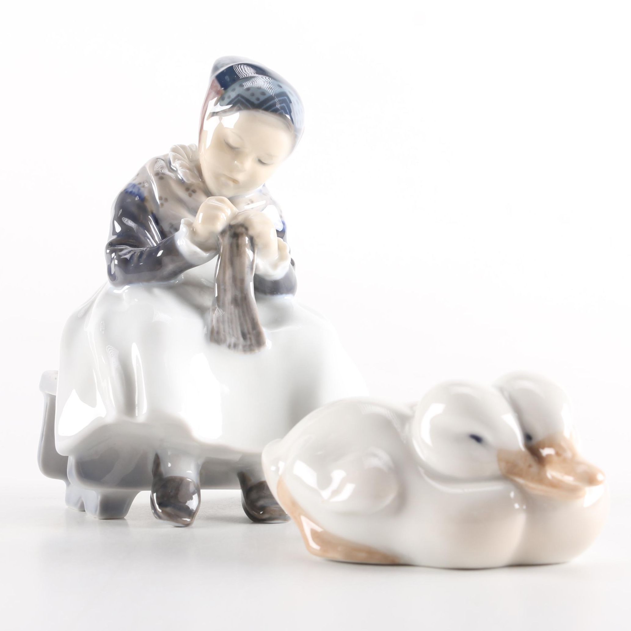 Royal Copenhagen Woman and Ducks Porcelain Figurines