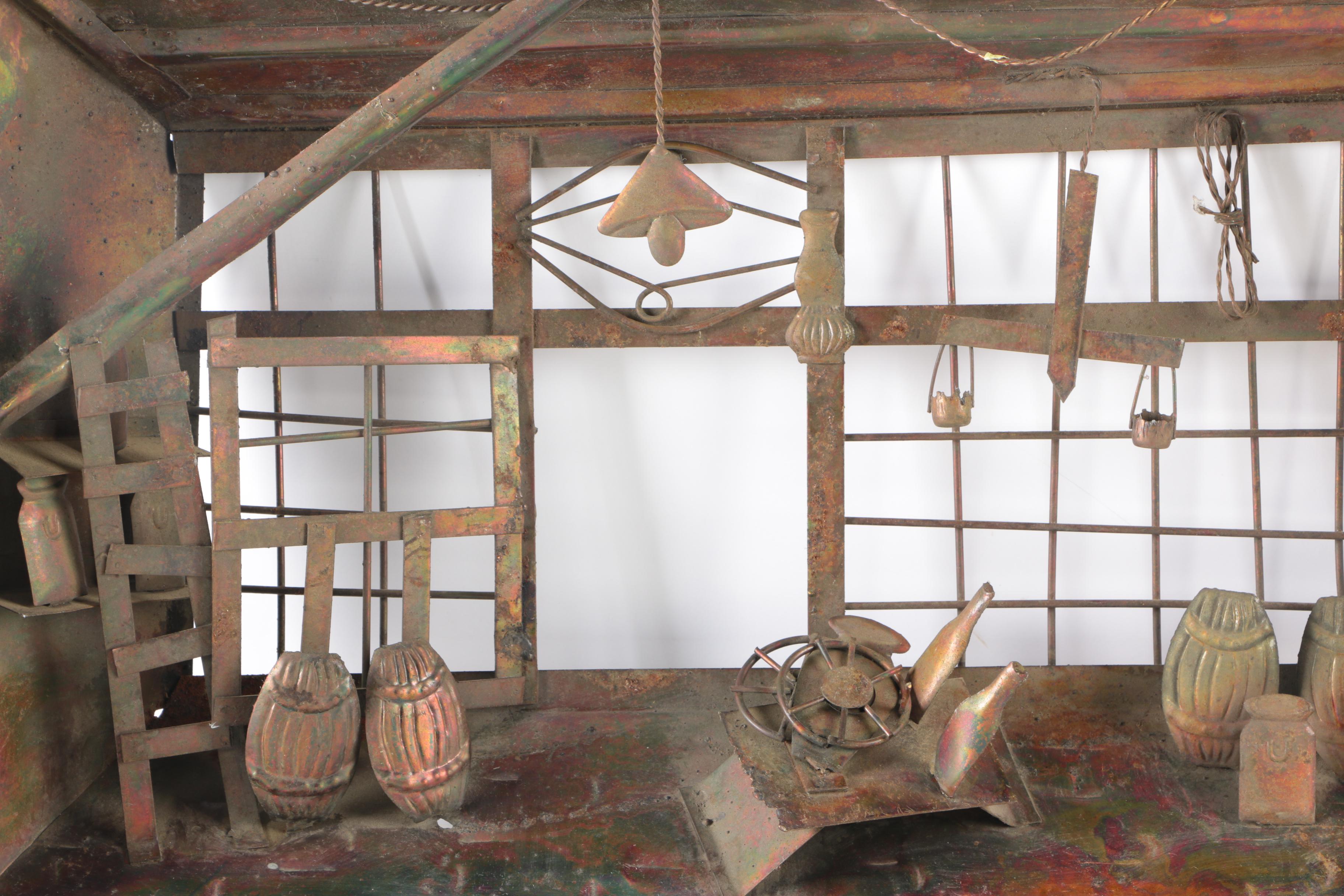 Copper Relief Wall Hanging of Interior Scene