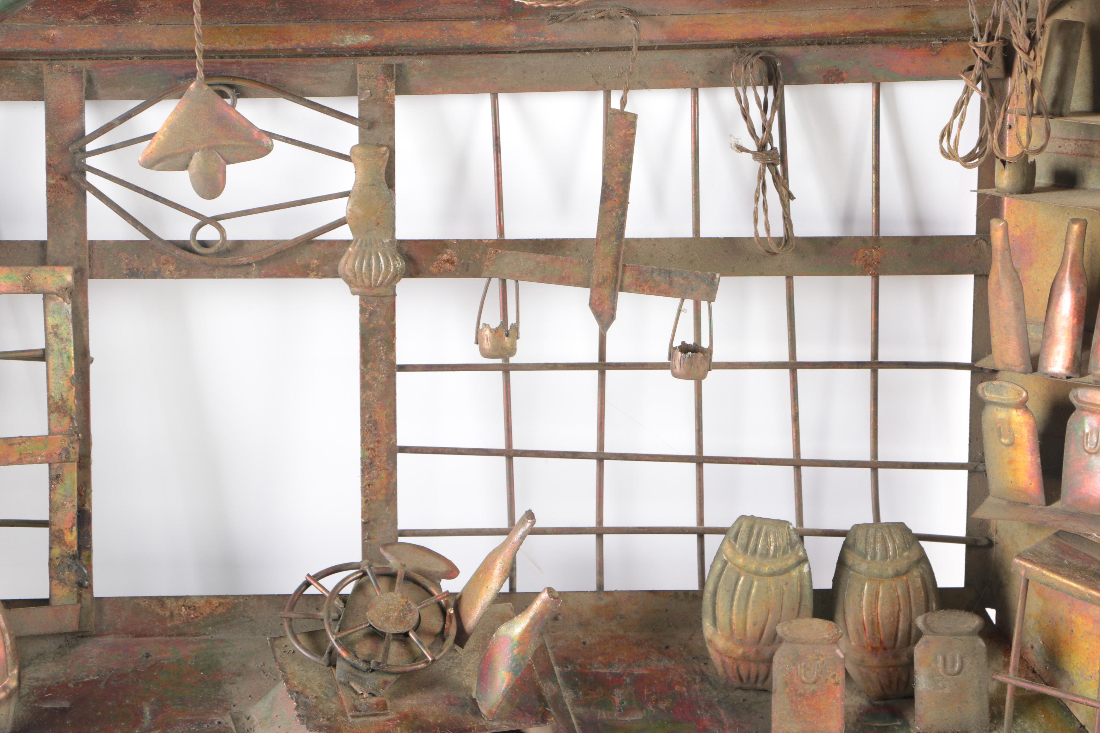 Copper Relief Wall Hanging of Interior Scene