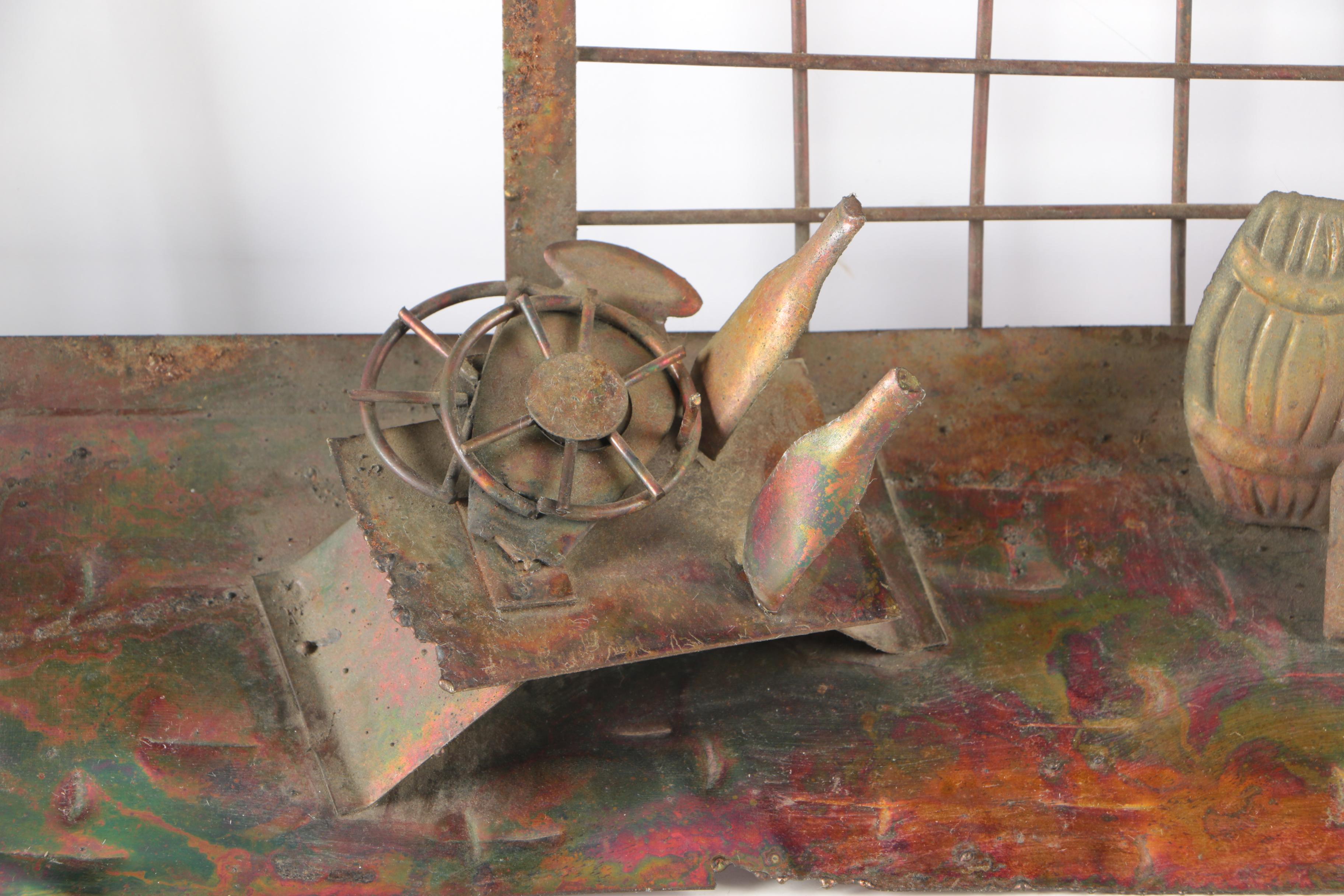 Copper Relief Wall Hanging of Interior Scene