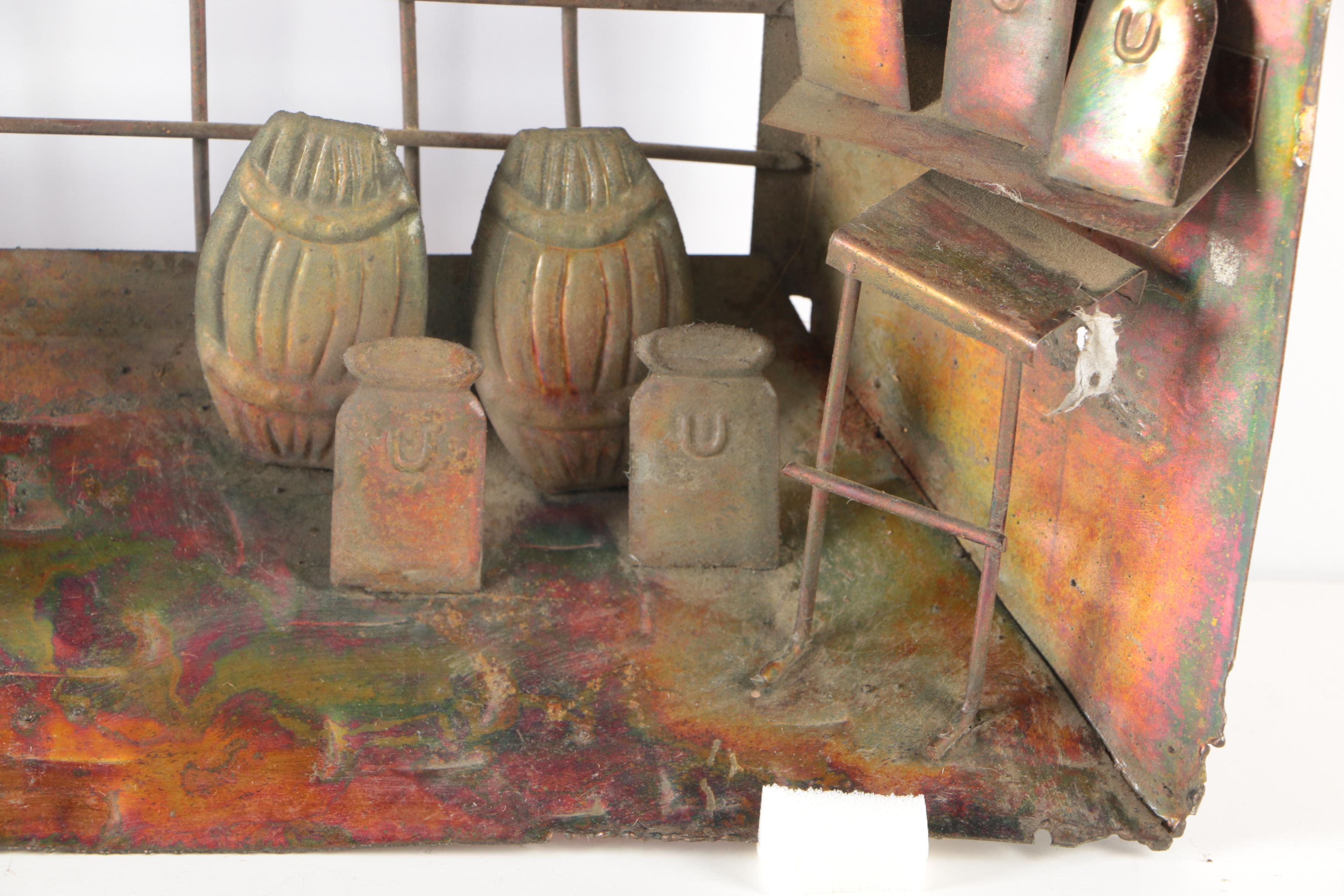 Copper Relief Wall Hanging of Interior Scene