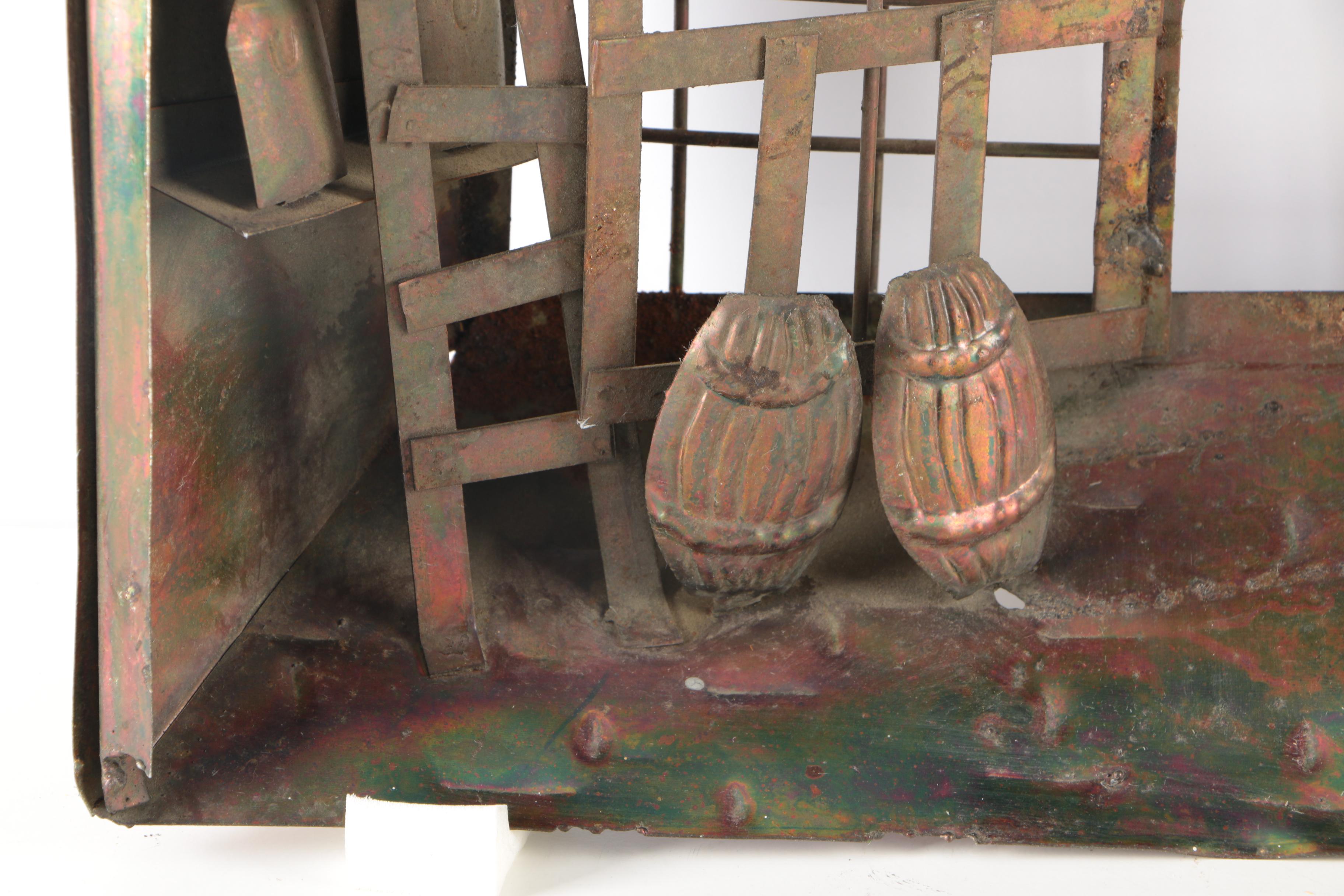 Copper Relief Wall Hanging of Interior Scene