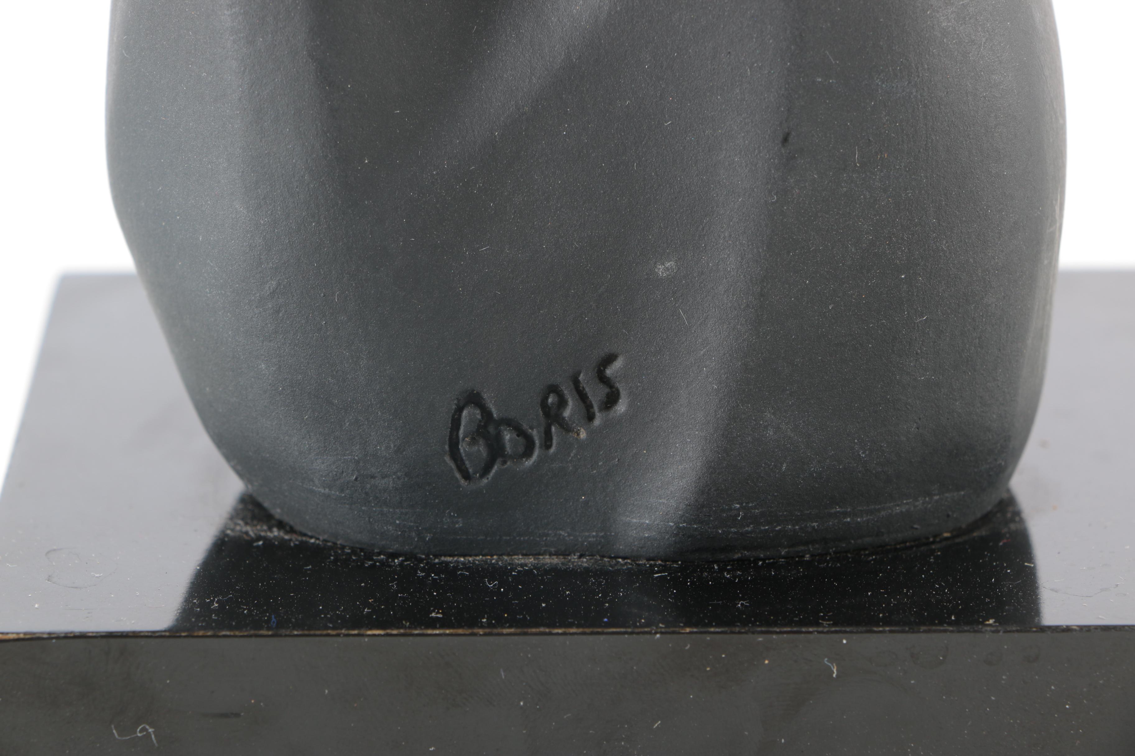 Black Painted Plaster Sculpture of Embracing Couple