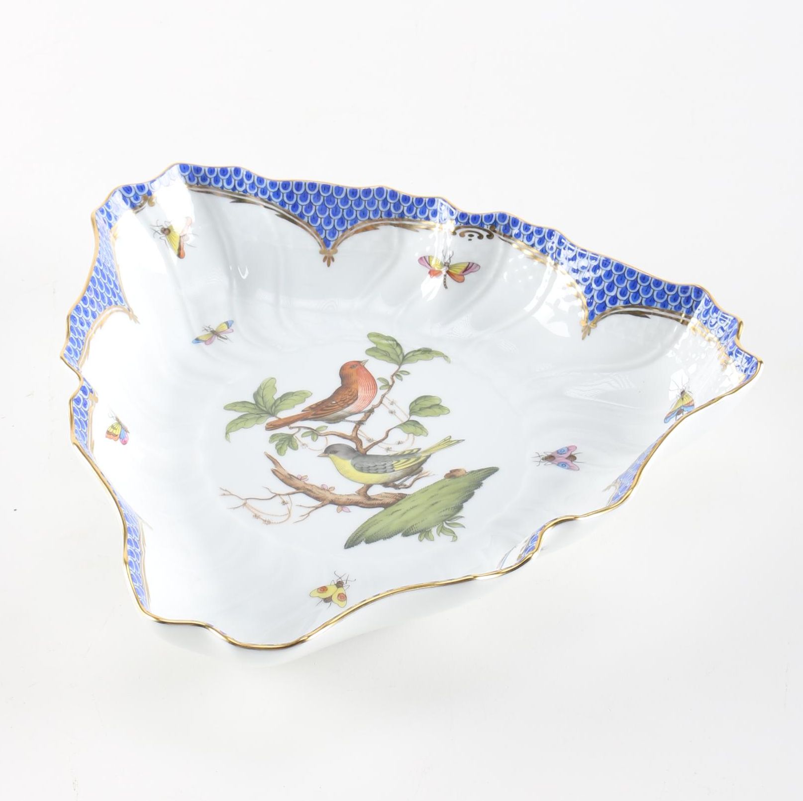 Herend Hungary “Rothschild Bird” Triangular Serving Dish