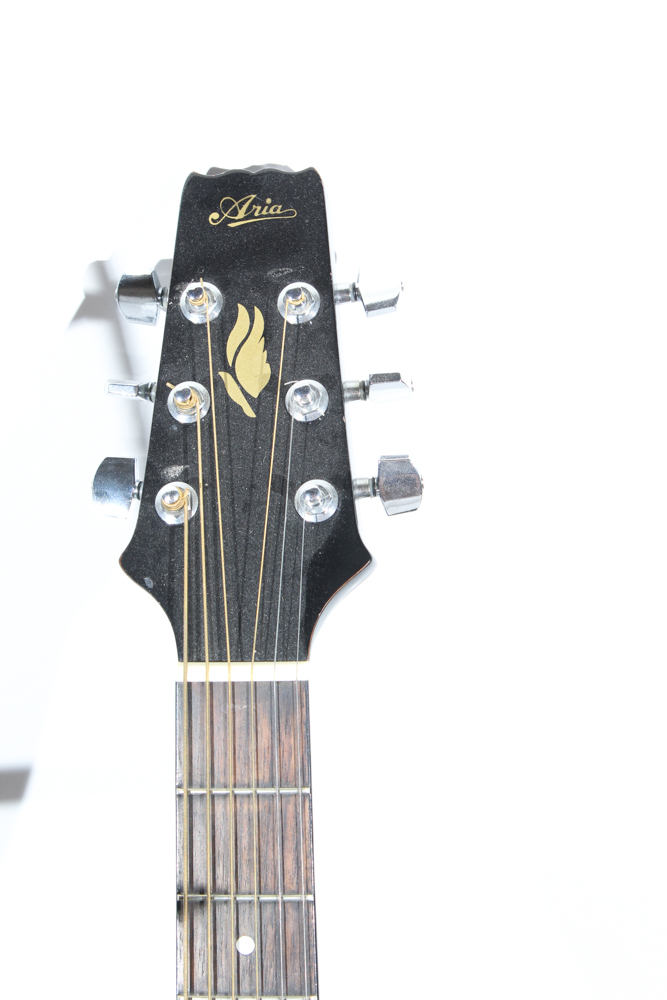 Aria Acoustic Guitar and Stands