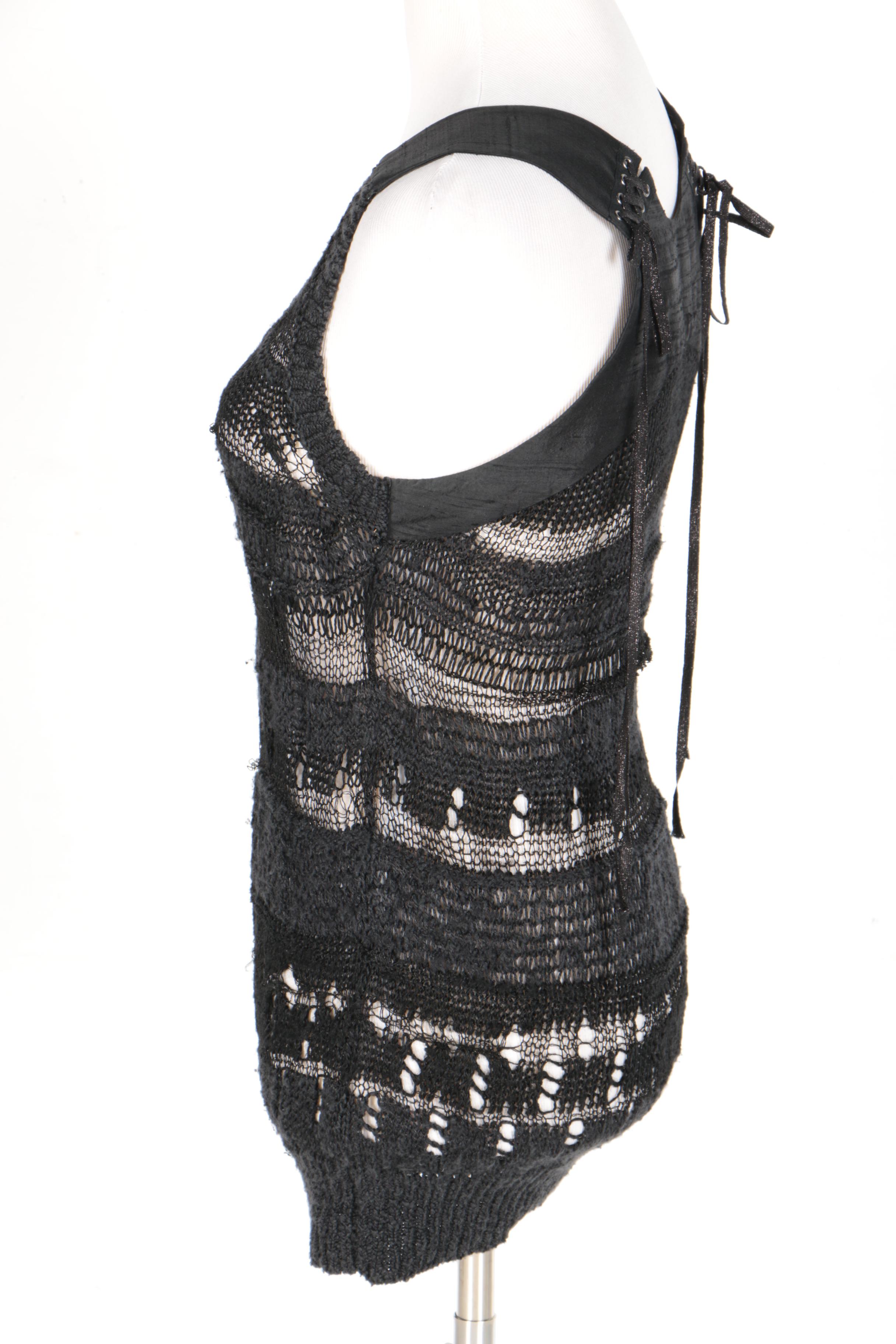 Veronique Branquinho Knit Tank with Lace Up Shoulder Straps