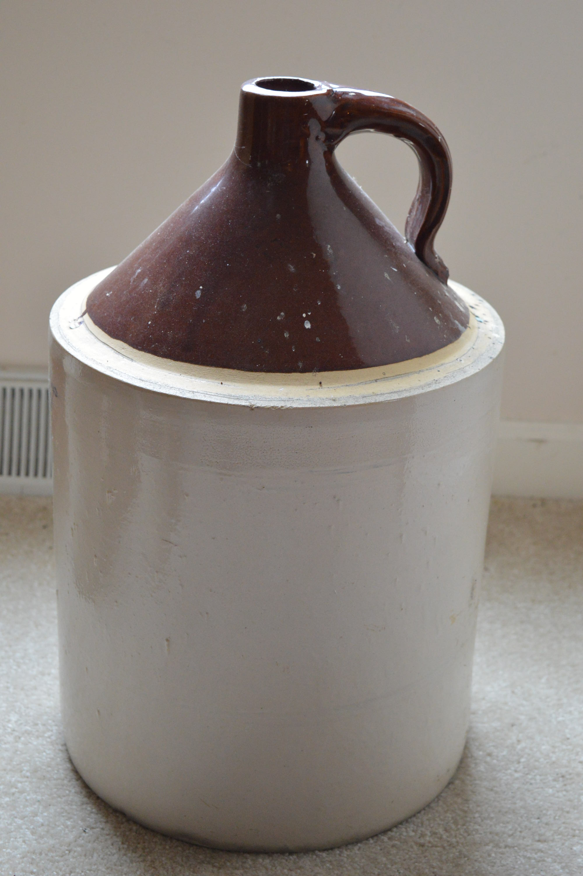 Vintage White and Brown Stoneware Jugs