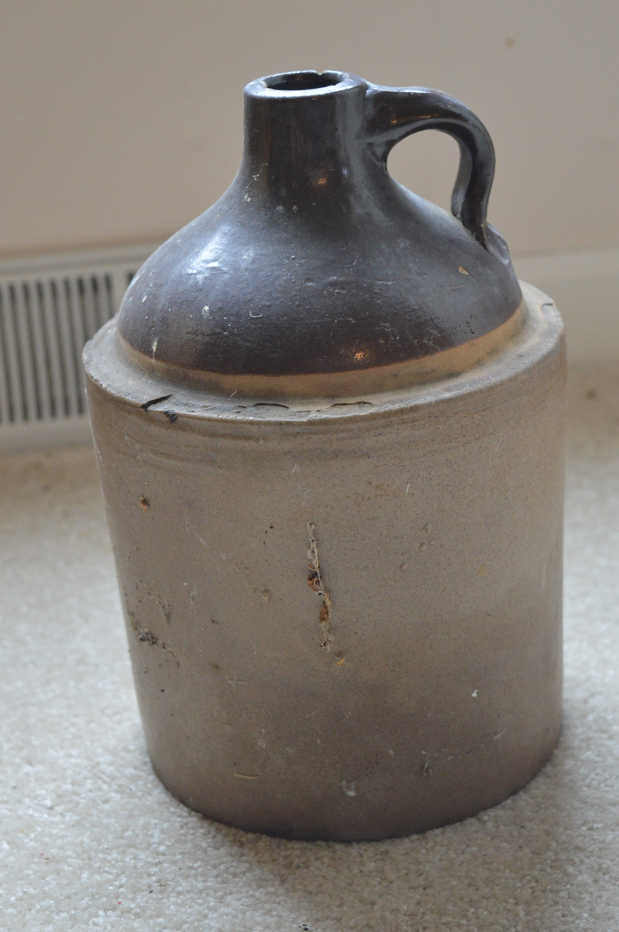 Vintage White and Brown Stoneware Jugs