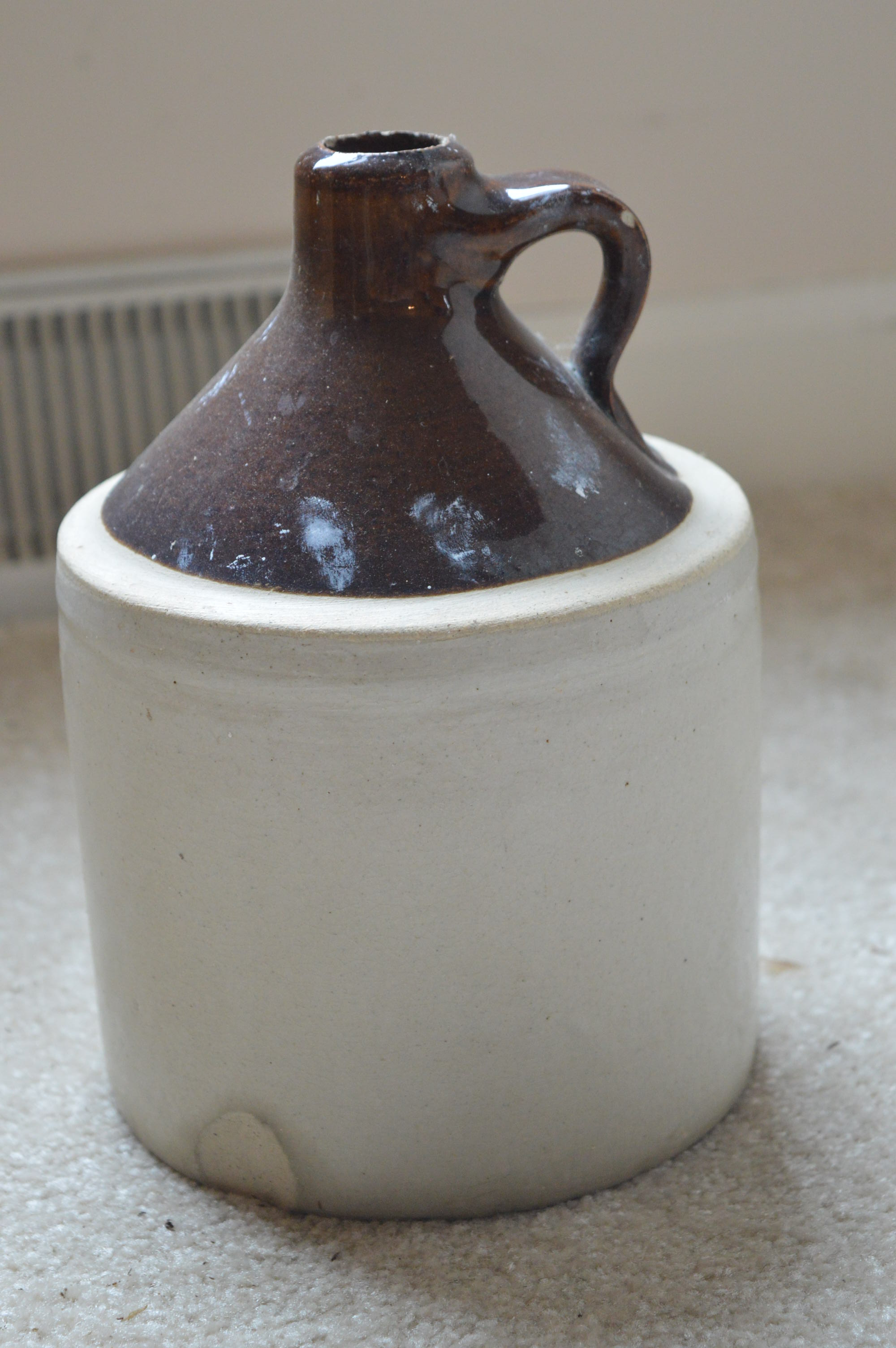 Vintage White and Brown Stoneware Jugs