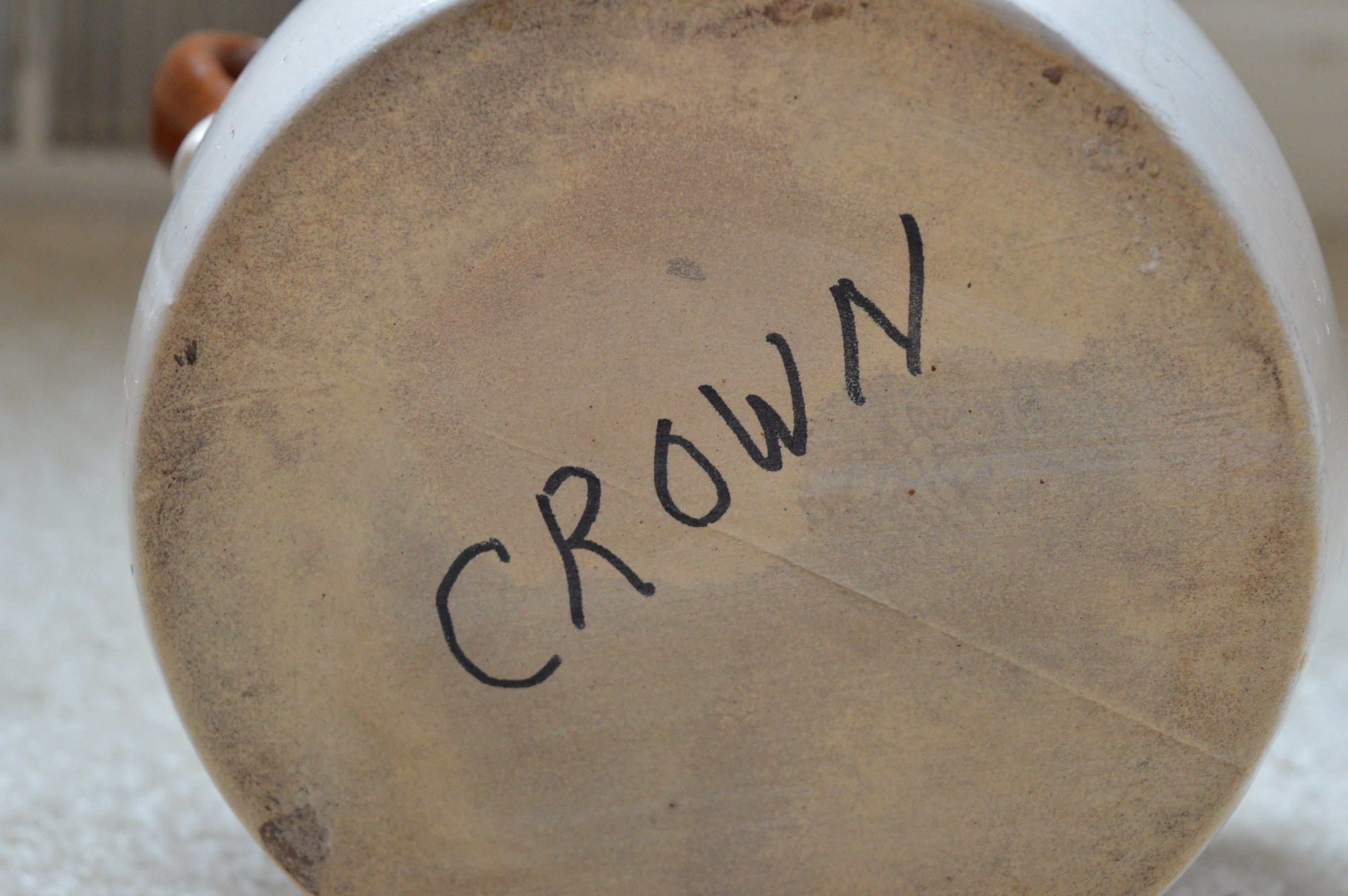 Vintage White and Brown Stoneware Jugs