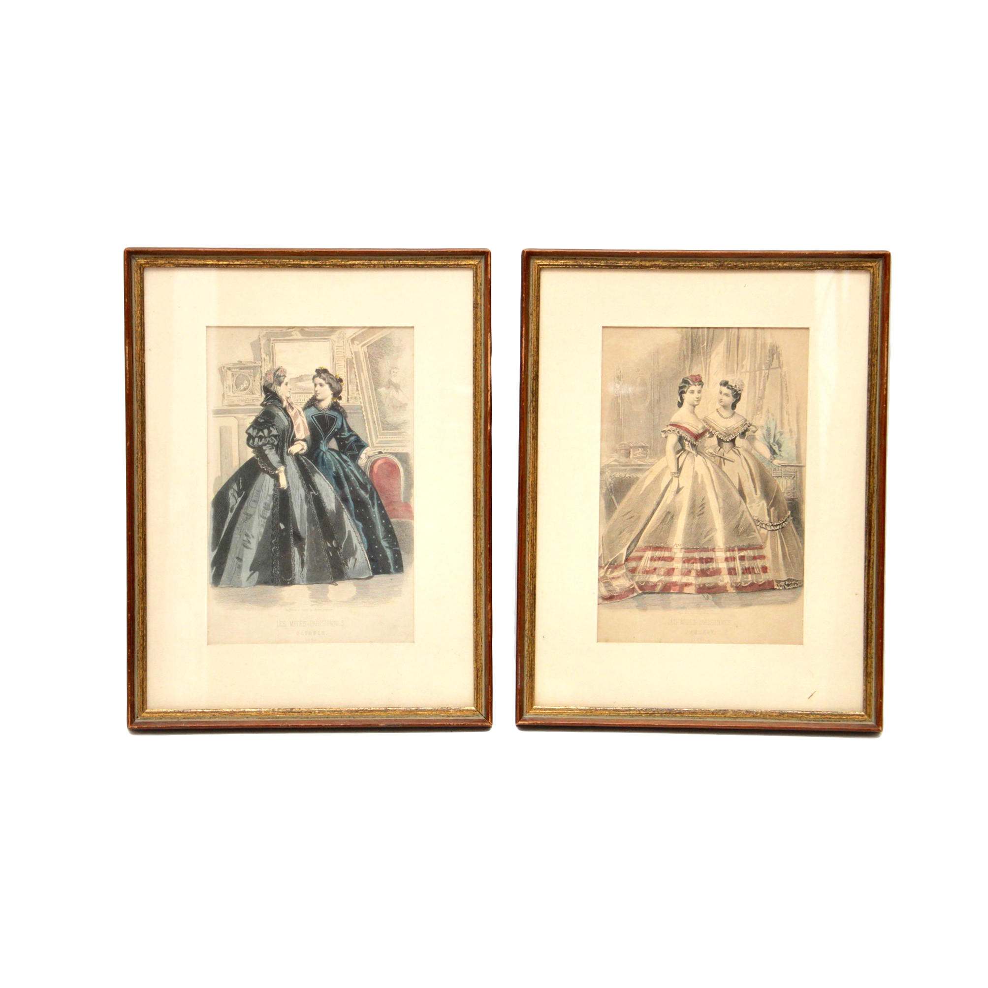 Framed Hand Colored Engravings "Les Modes Parisiennes" After Illman Brothers