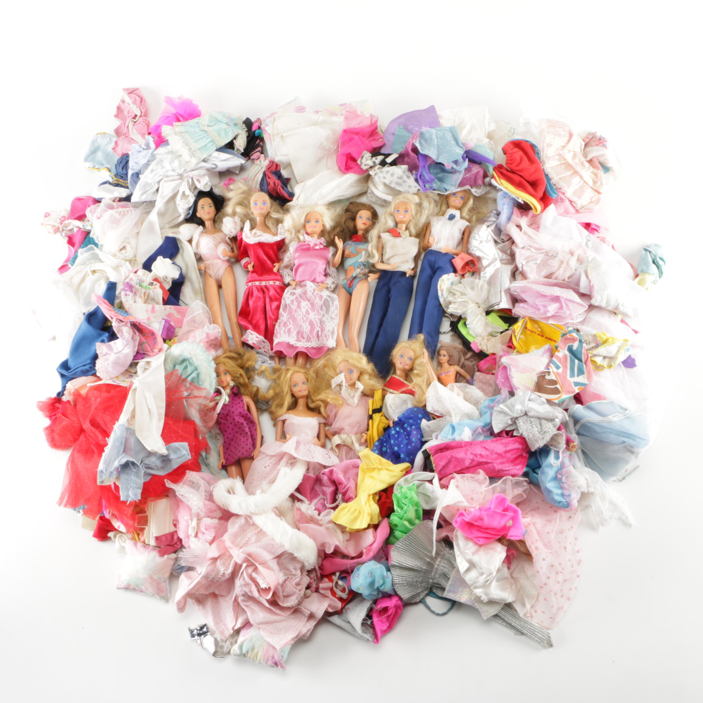 Assortment of Circa 1960s Barbies With Vintage Accessories
